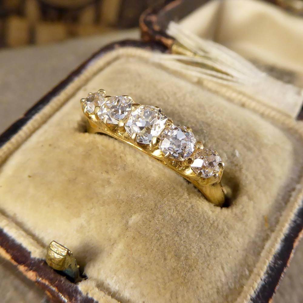 Antique Edwardian Five-Stone Diamond 18 Carat Gold Ring 6