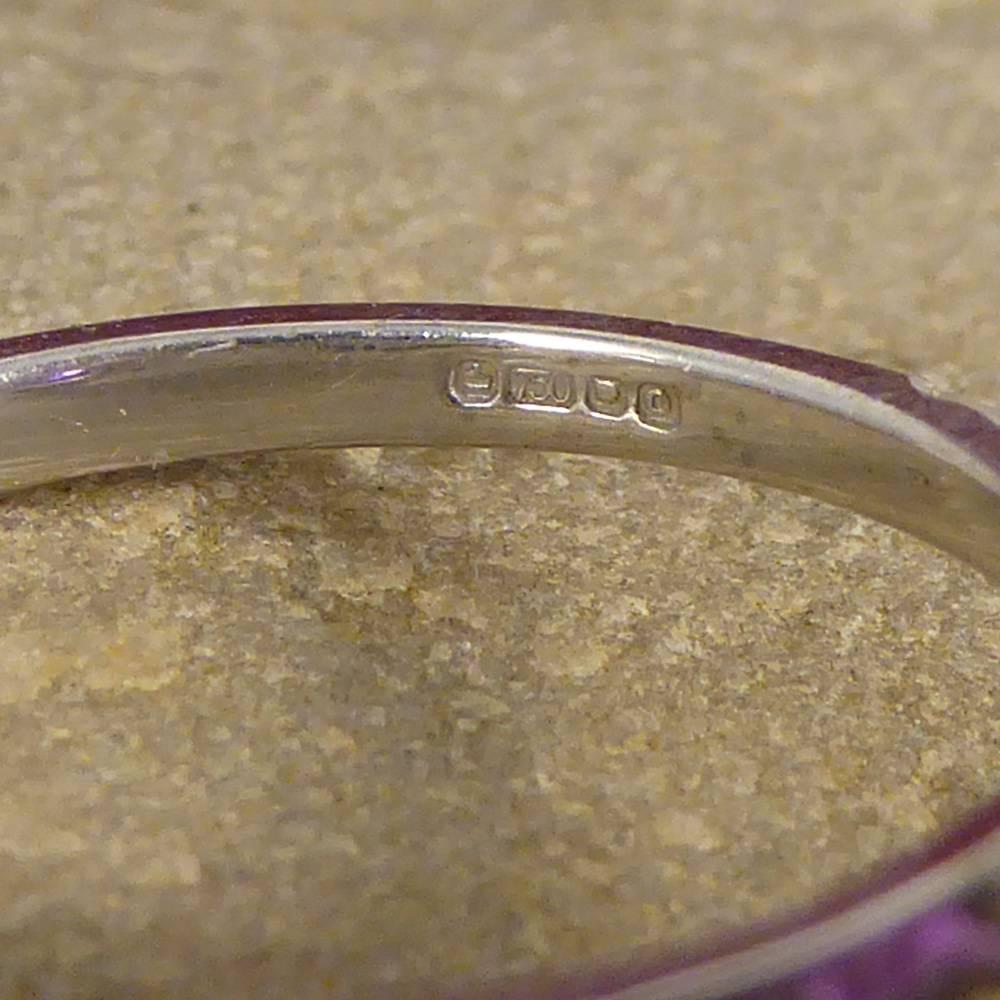 Contemporary Purple Sapphire Diamond 18 Carat White Gold Engagement Ring