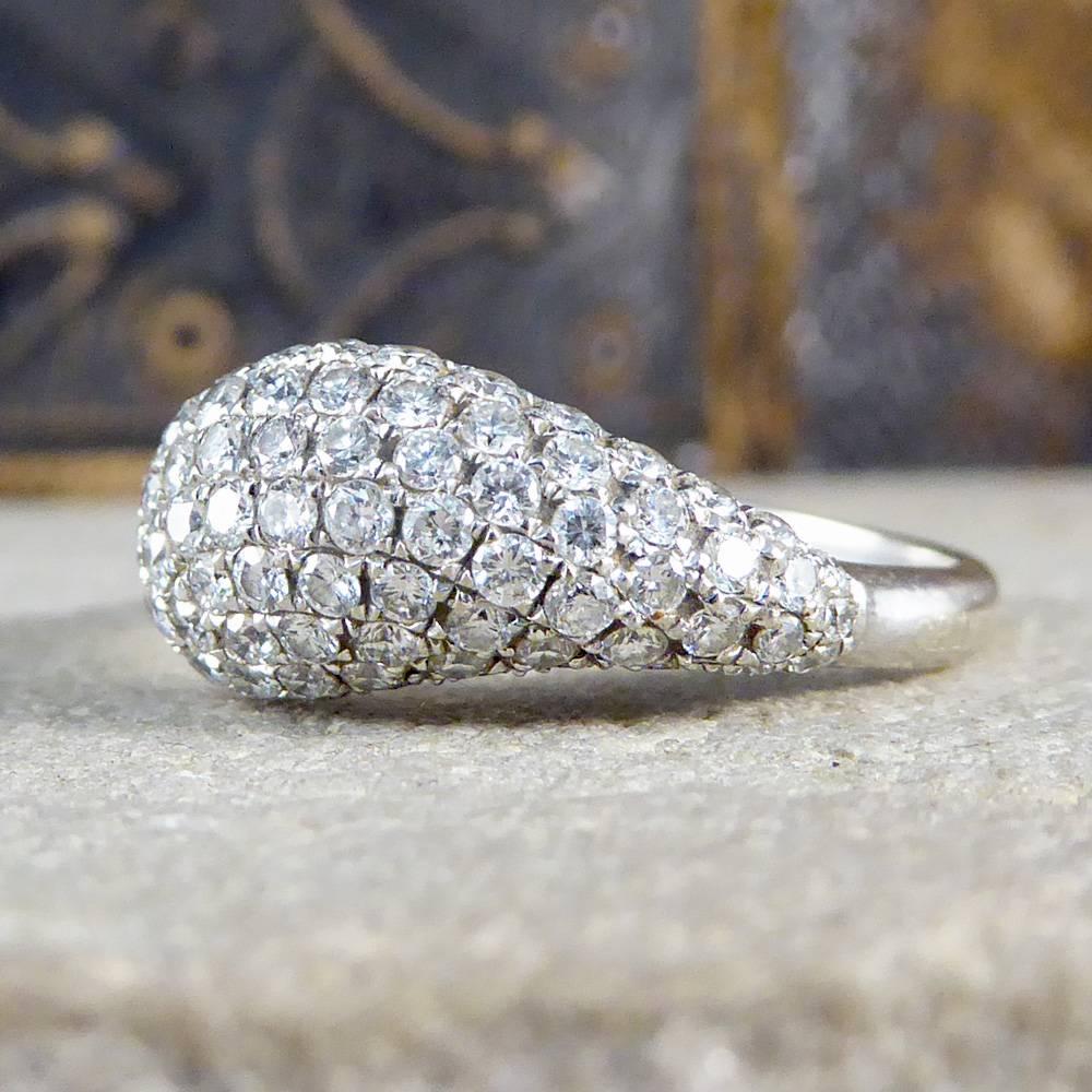 Women's or Men's Diamond Teardrop Set Diamond Ring in 18 Carat White Gold