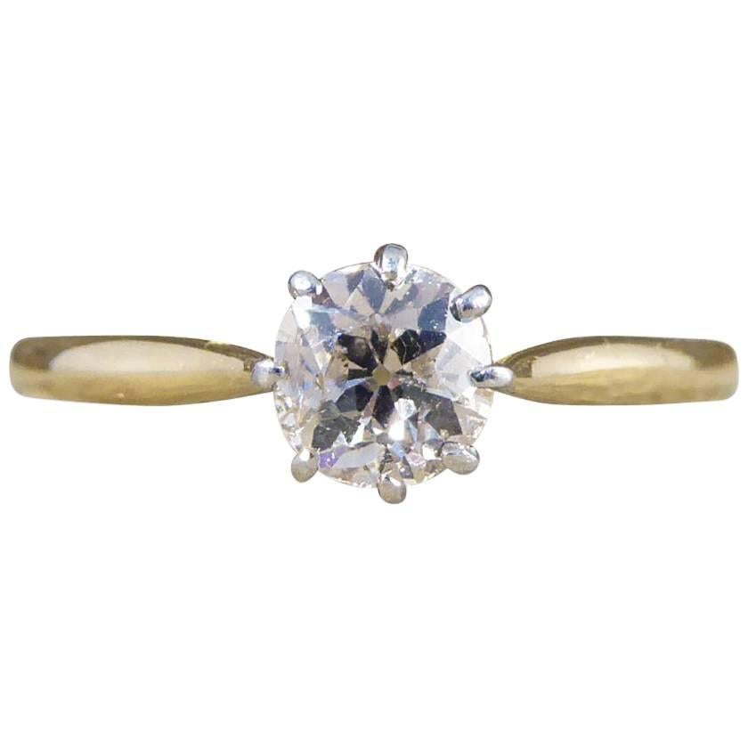 Antique Edwardian 0.50 Carat Solitaire Diamond Engagement Ring in 18 Carat Gold