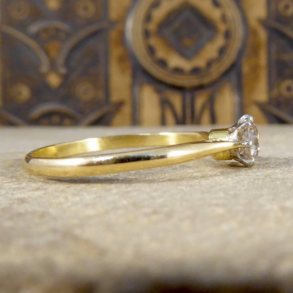 Antique Edwardian 0.50 Carat Solitaire Diamond Engagement Ring in 18 Carat Gold In Good Condition In Yorkshire, West Yorkshire