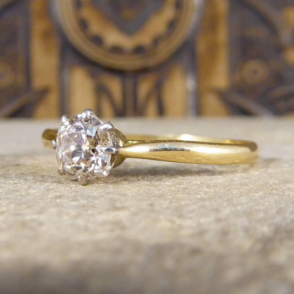Antique Edwardian 0.50 Carat Solitaire Diamond Engagement Ring in 18 Carat Gold 1