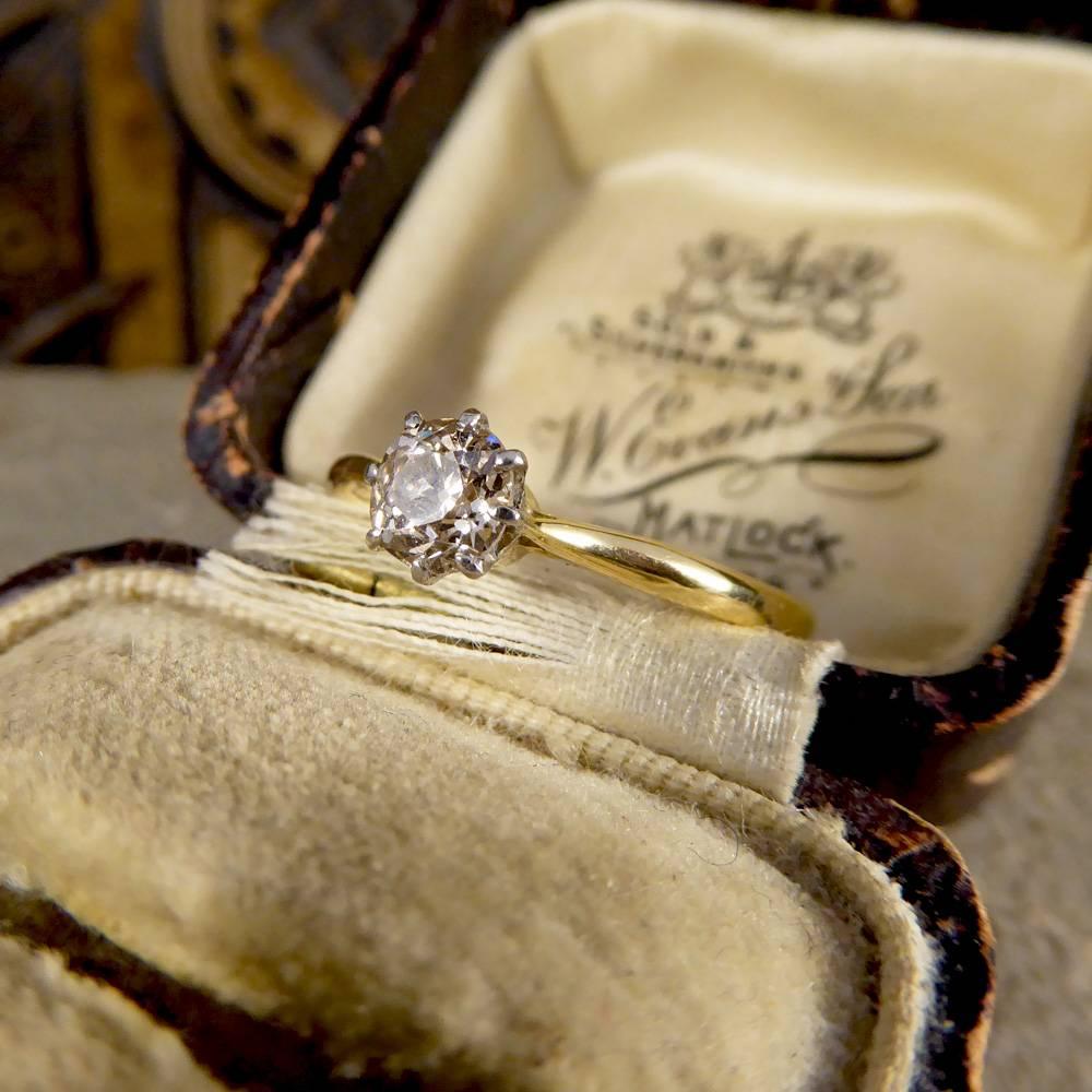 Antique Edwardian 0.50 Carat Solitaire Diamond Engagement Ring in 18 Carat Gold 3