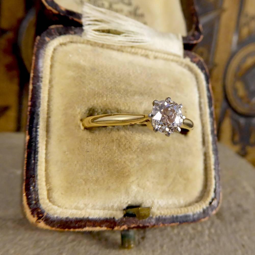 Antique Edwardian 0.50 Carat Solitaire Diamond Engagement Ring in 18 Carat Gold 4