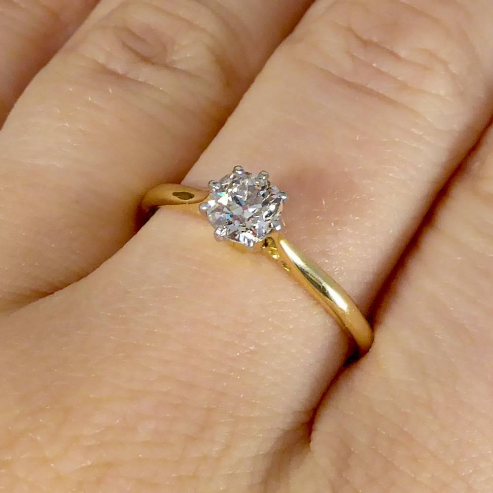 Antique Edwardian 0.50 Carat Solitaire Diamond Engagement Ring in 18 Carat Gold 6