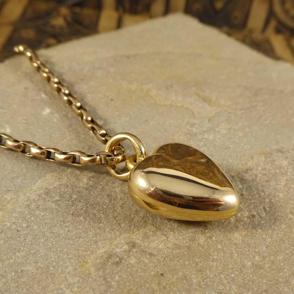Late Victorian Diamond Set Heart Locket Necklace in 15ct Gold and 9ct Gold Chain In Good Condition In Yorkshire, West Yorkshire