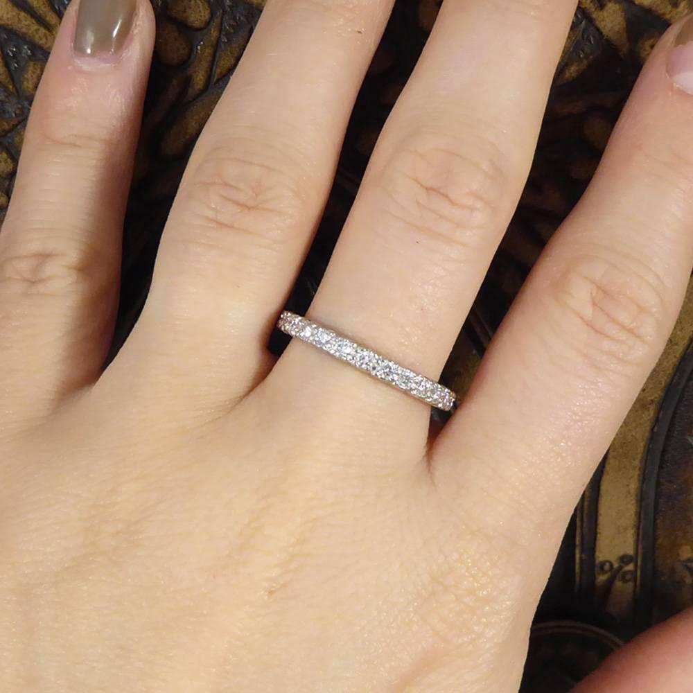 Contemporary Large Full Diamond Eternity Ring Set in Platinum