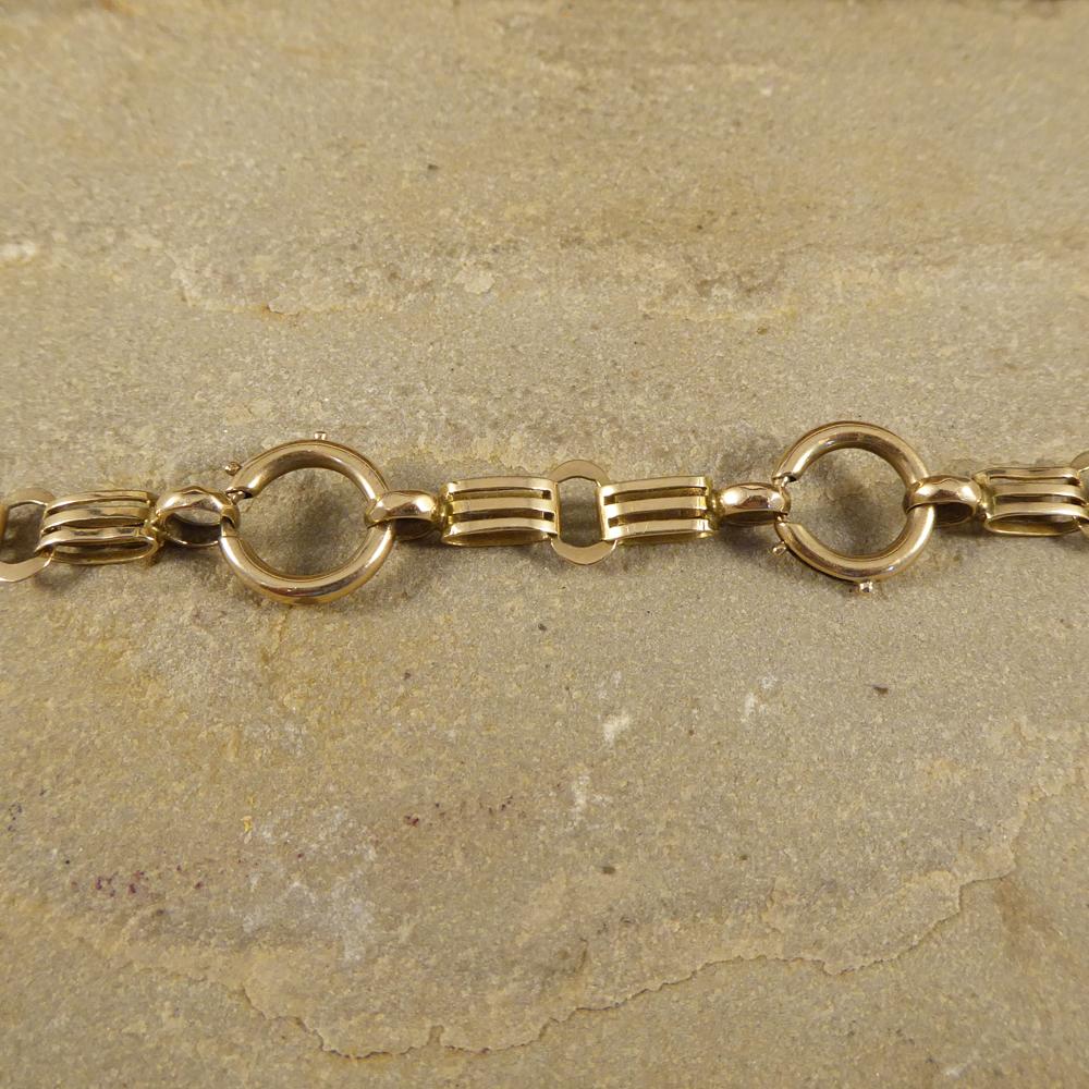Antique Edwardian Fancy Link Double Clasp Necklace in 9 Carat Gold, circa 1910s 1