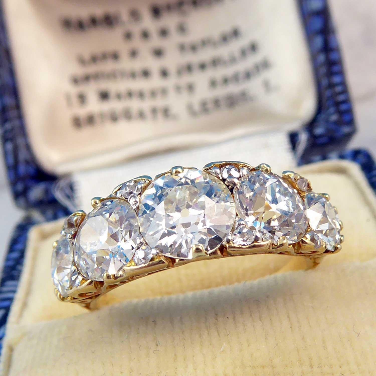 Victorian 3.18 Carat Diamond Ring, Old European Cut Diamonds, circa 1890 3