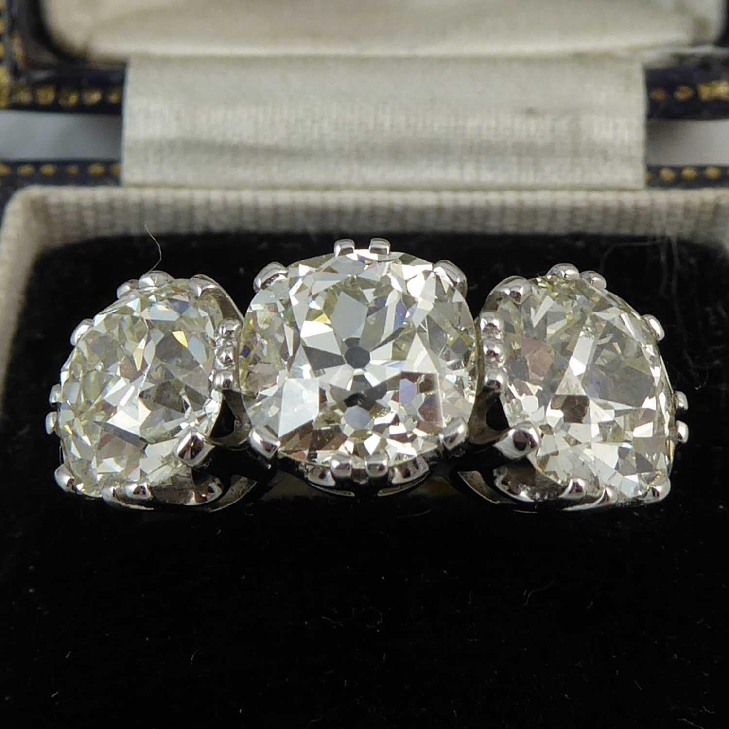 Victorian Old Cut Diamond Ring, 7.39 Carat, Remounted in Platinum Setting 1