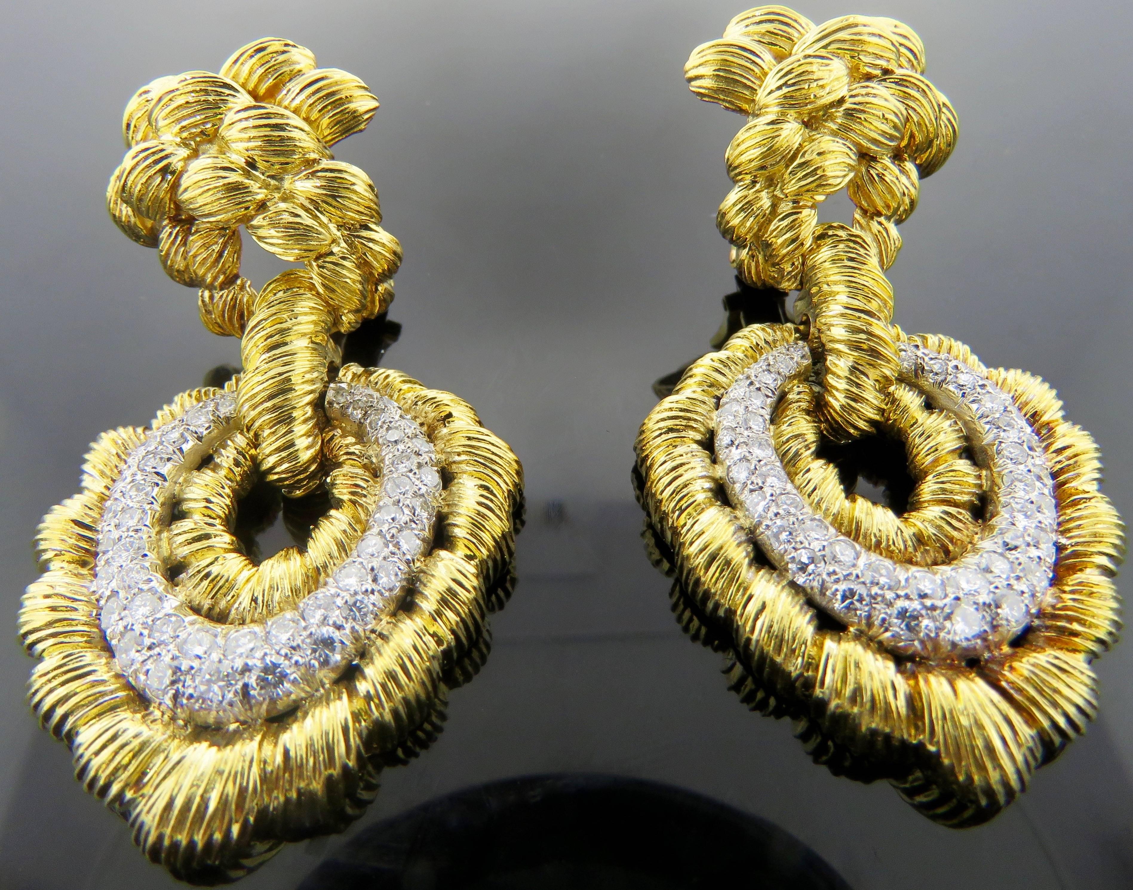 18K/Platinum Hanging Diamond Earrings