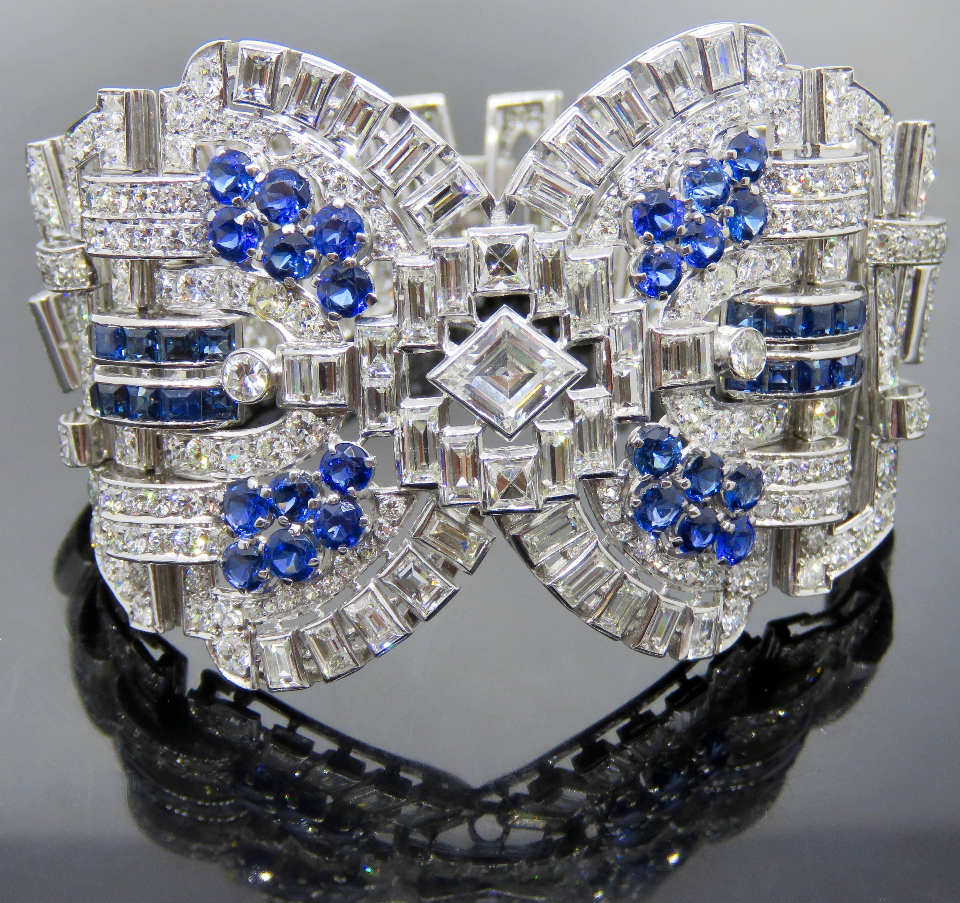 This platinum, diamond piece studded with sapphire stones is the ultimate eyecatcher.