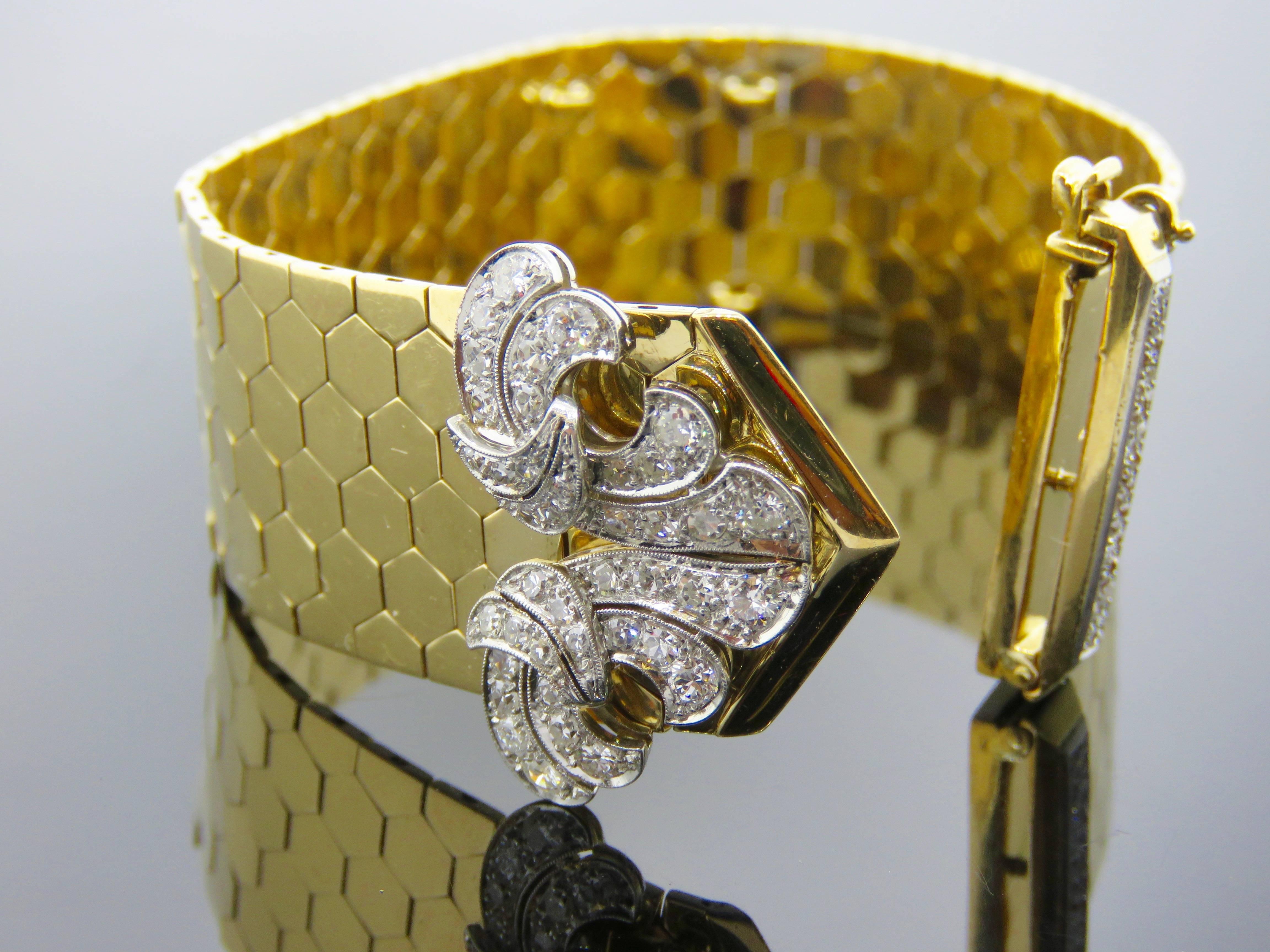Retro Van Cleef & Arpels Diamond Gold  Buckle Bracelet 1