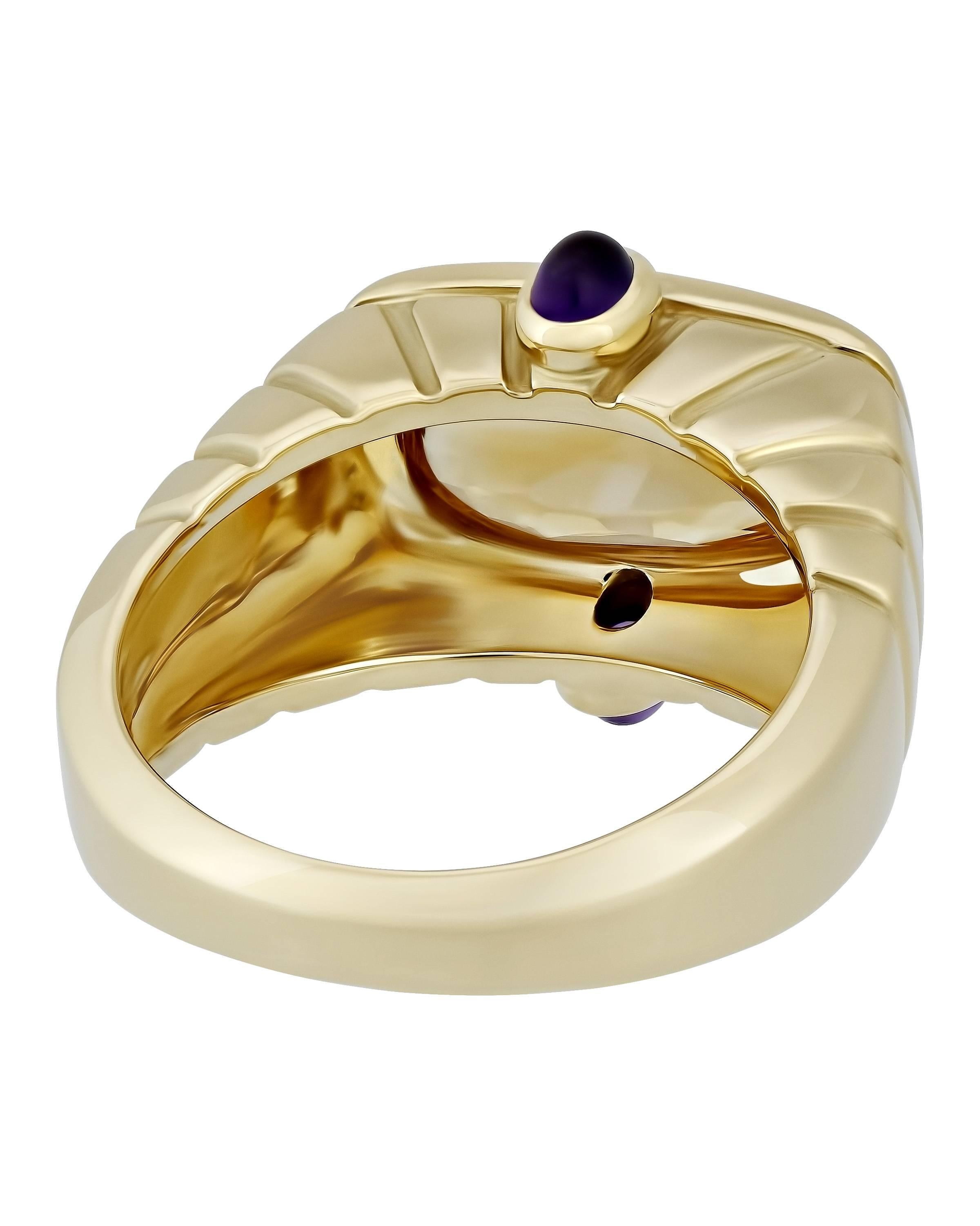 Van Cleef & Arpels Citrine and Amethyst Yellow Gold Ring In New Condition In New York, NY