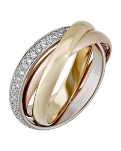 Cartier  Trinity Diamond Tri Color Gold Ring