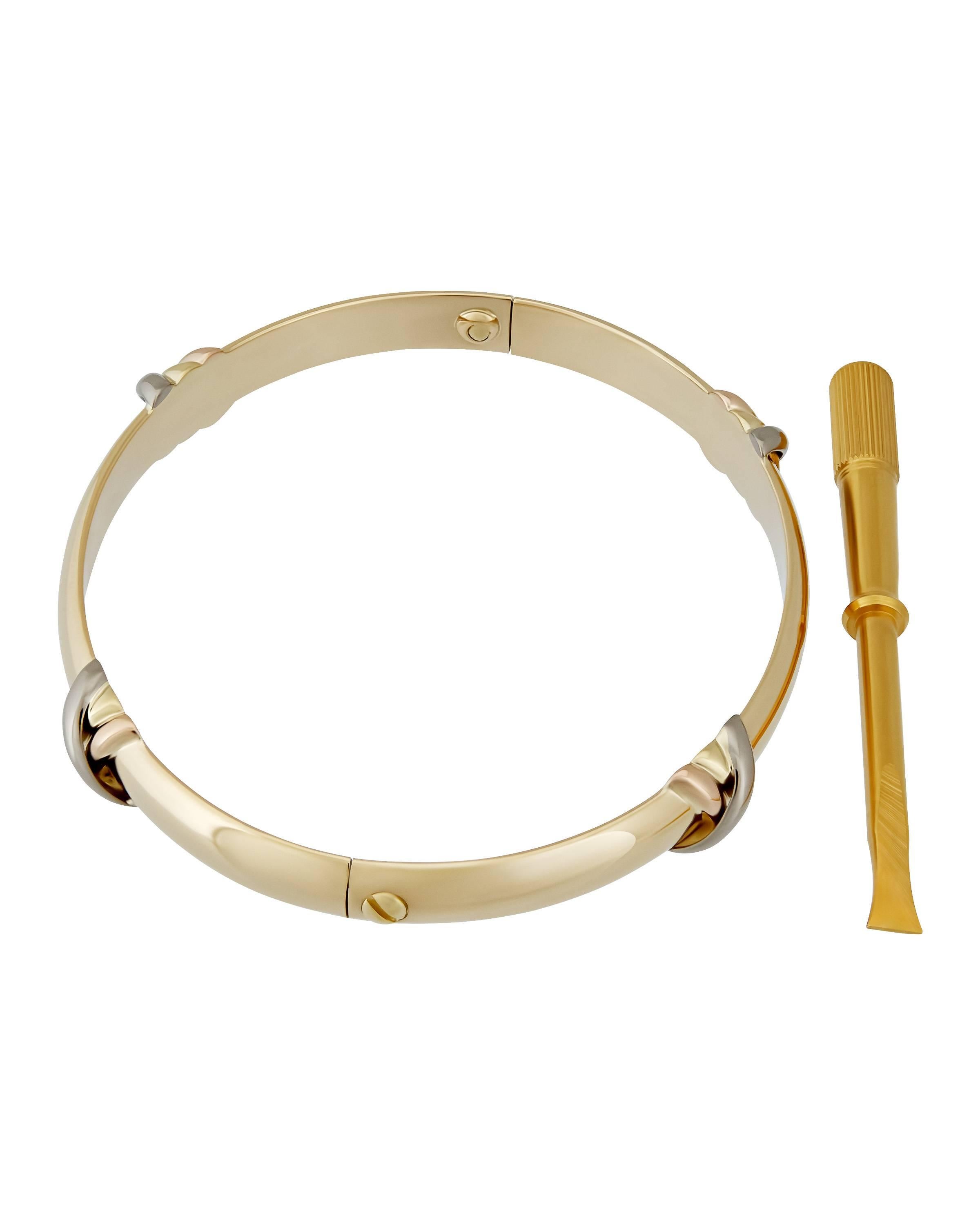 Simple, elegant, and always in style, this yellow gold bracelet is versatile enough to be a staple for any sort of occasion.

METAL TYPE: 18K Yellow & White Gold
TOTAL WEIGHT: 21.1g
BRACELET LENGTH: 17 cm