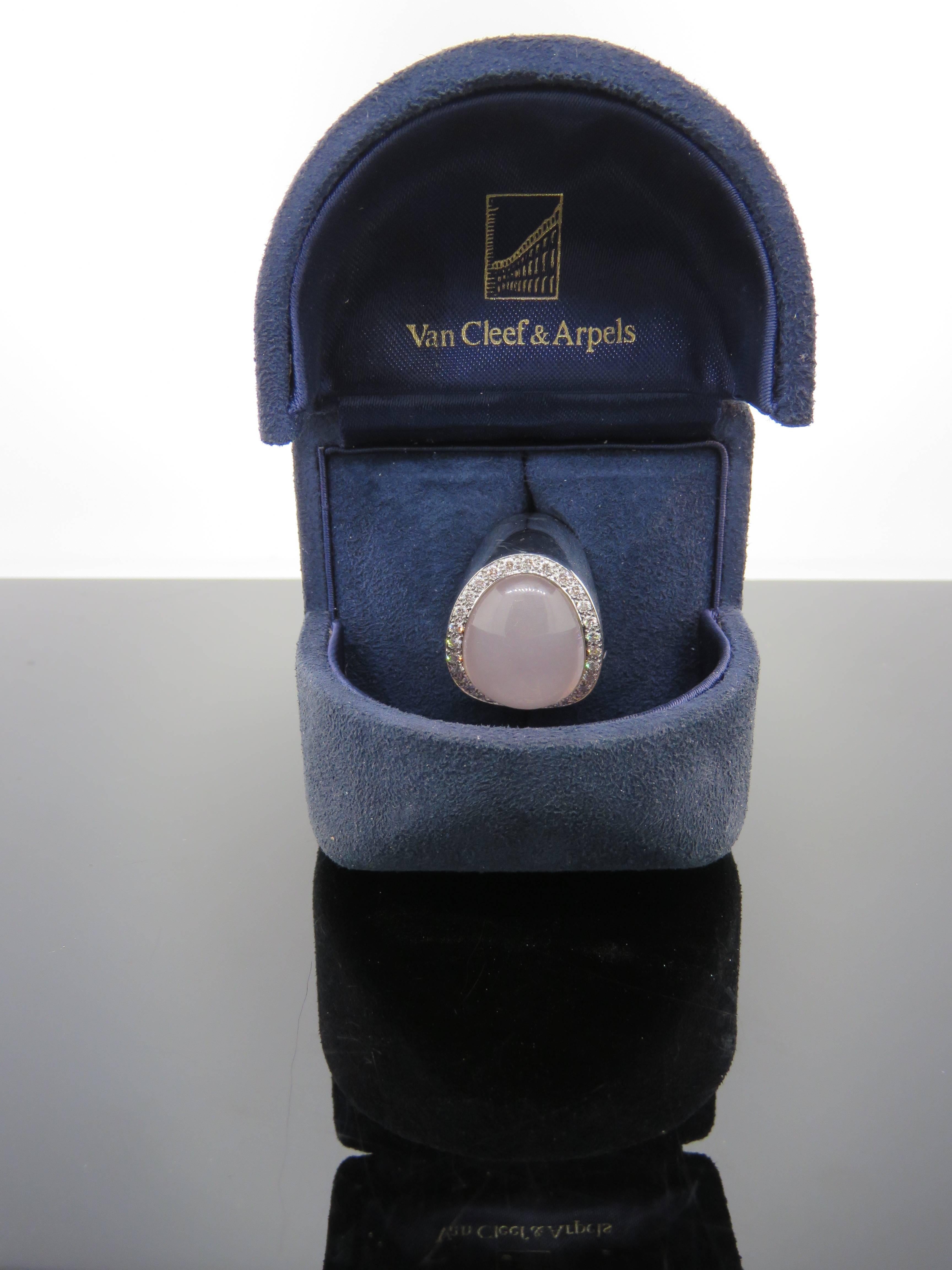 Van Cleef & Arpels  White Gold Moonstone Diamond Ring 1