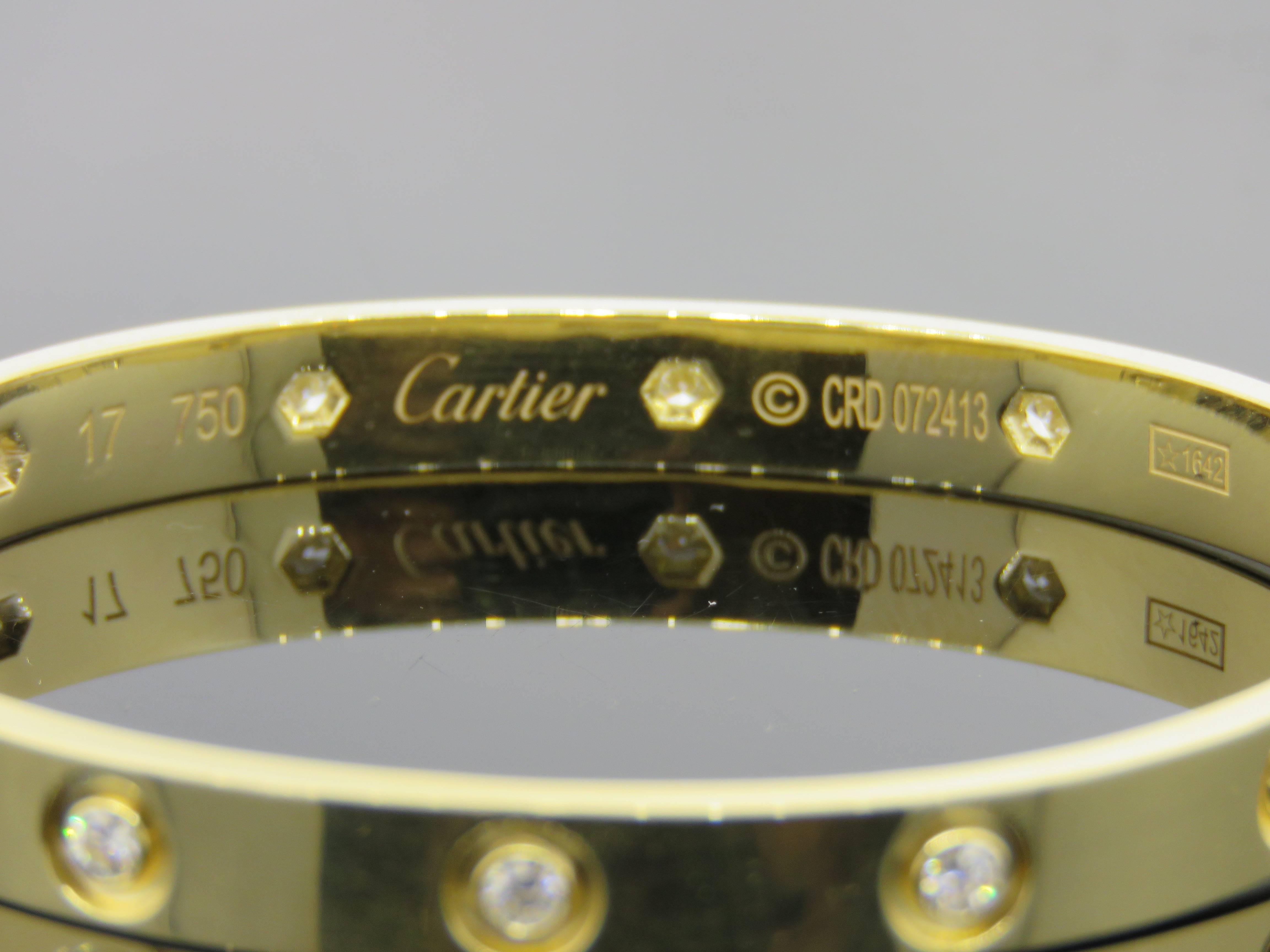 Modern Cartier Love Bracelet Yellow Gold with Ten Diamonds