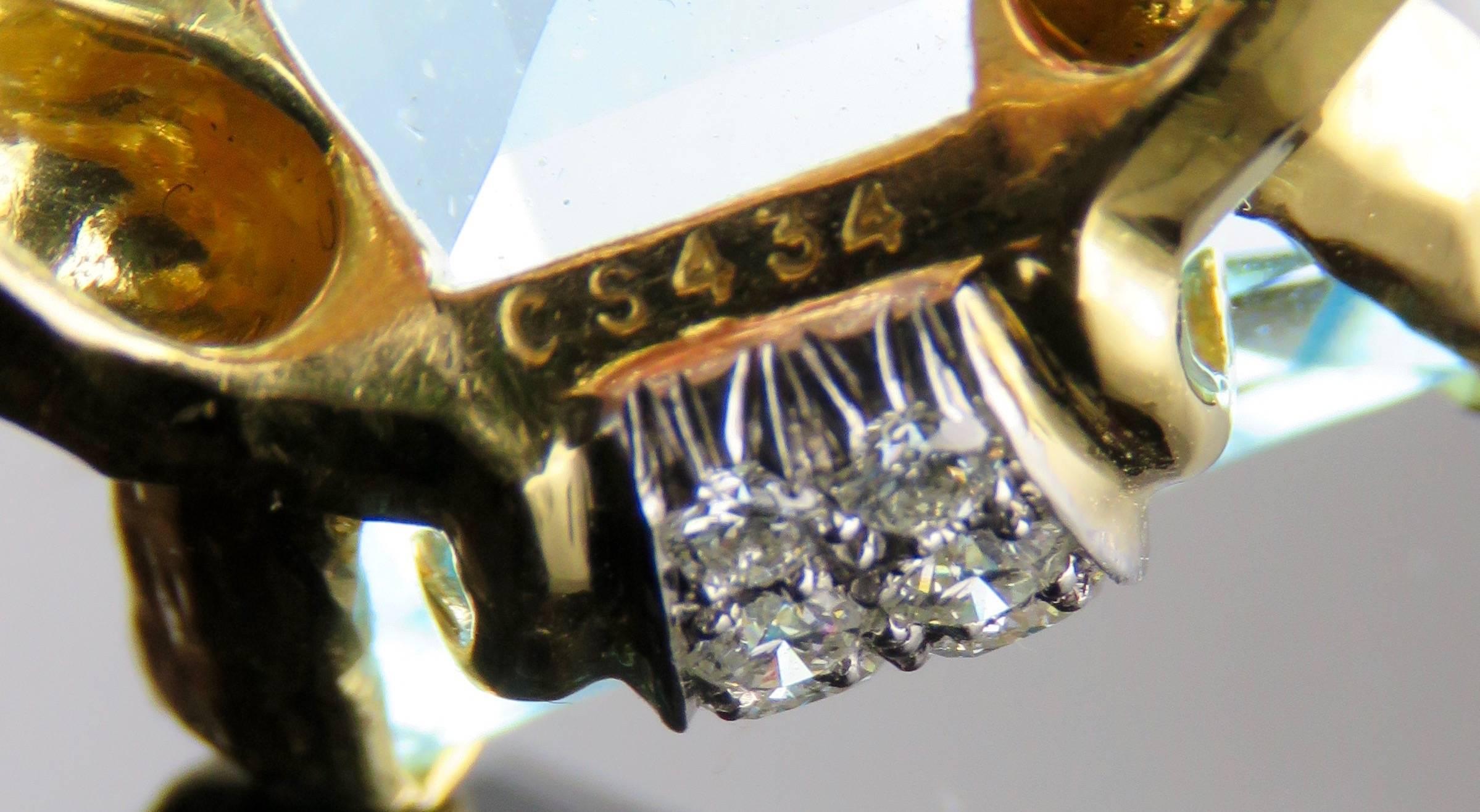 David Webb 69.9 Carat Aquamarine  Diamond  Gold Platinum  Ring 1