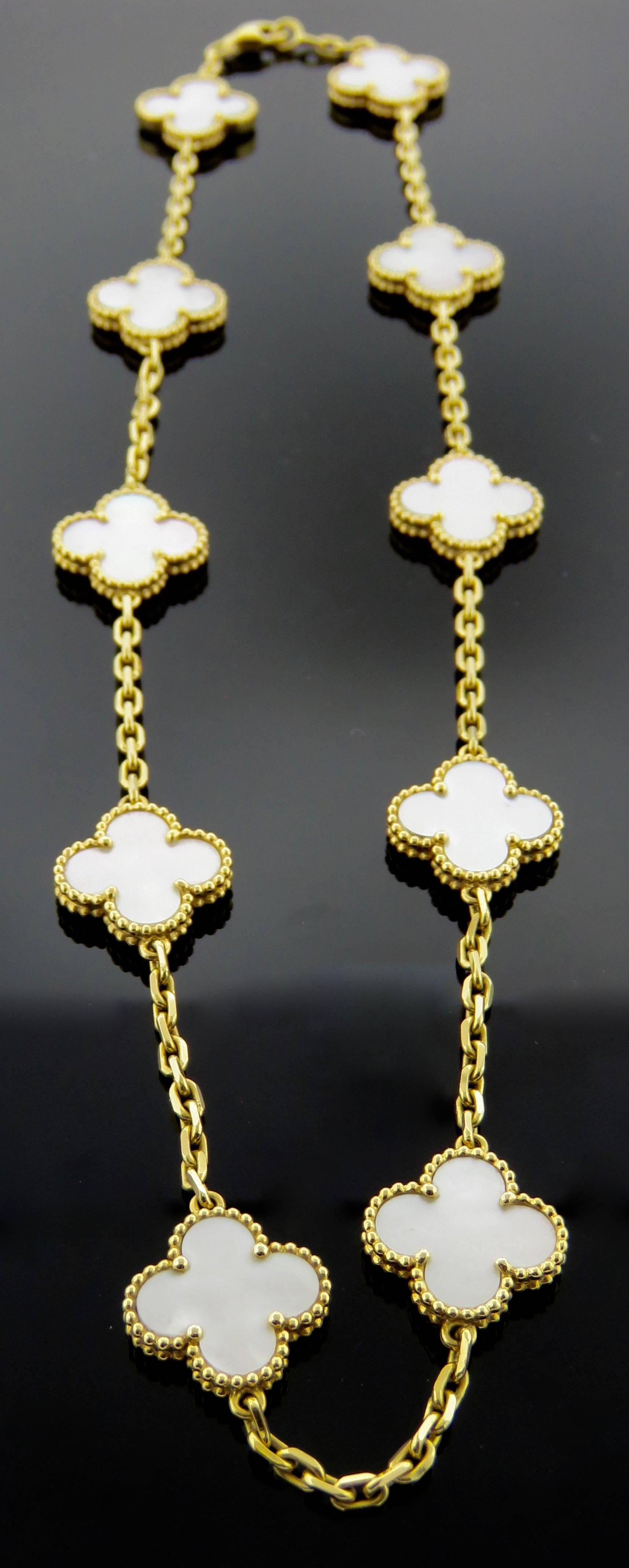 Modern Van Cleef & Arpels Alhambra Mother-of-Pearl Necklace and Bracelet Set