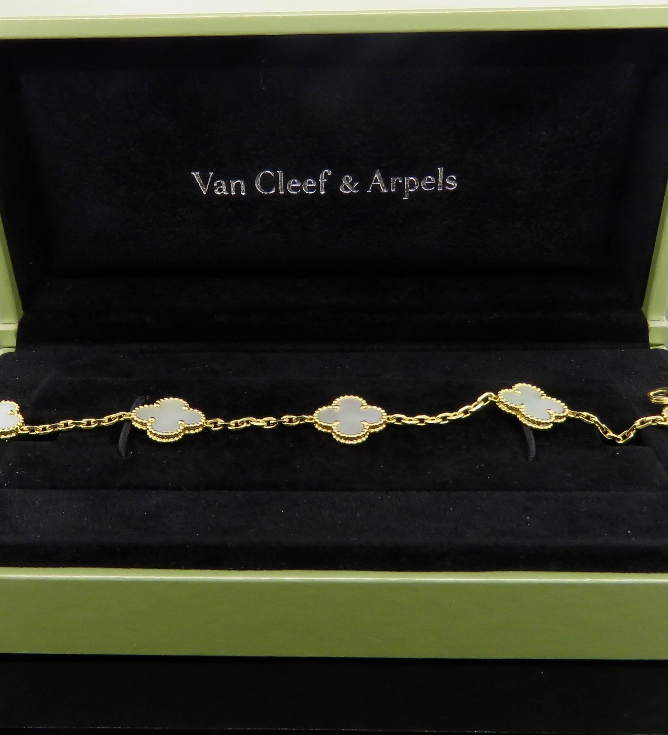 Van Cleef & Arpels Alhambra Mother-of-Pearl Necklace and Bracelet Set 4
