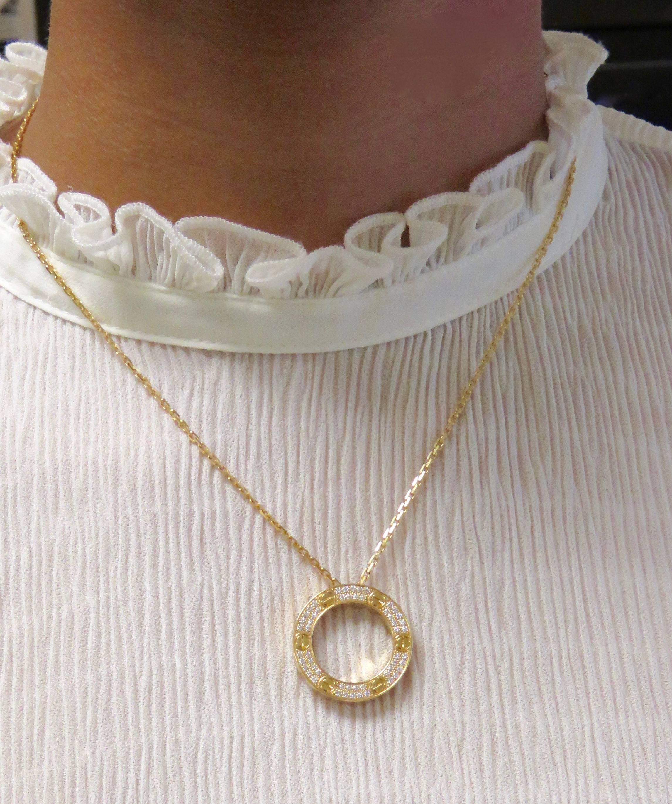 Women's Cartier Diamond Pave Love Necklace 