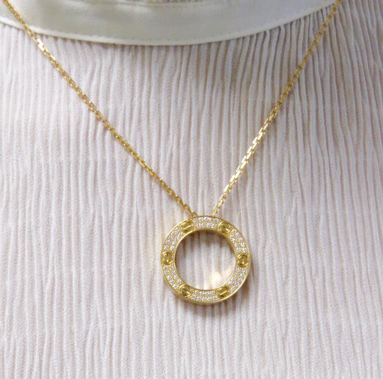 Cartier Diamond Pave Love Necklace at 