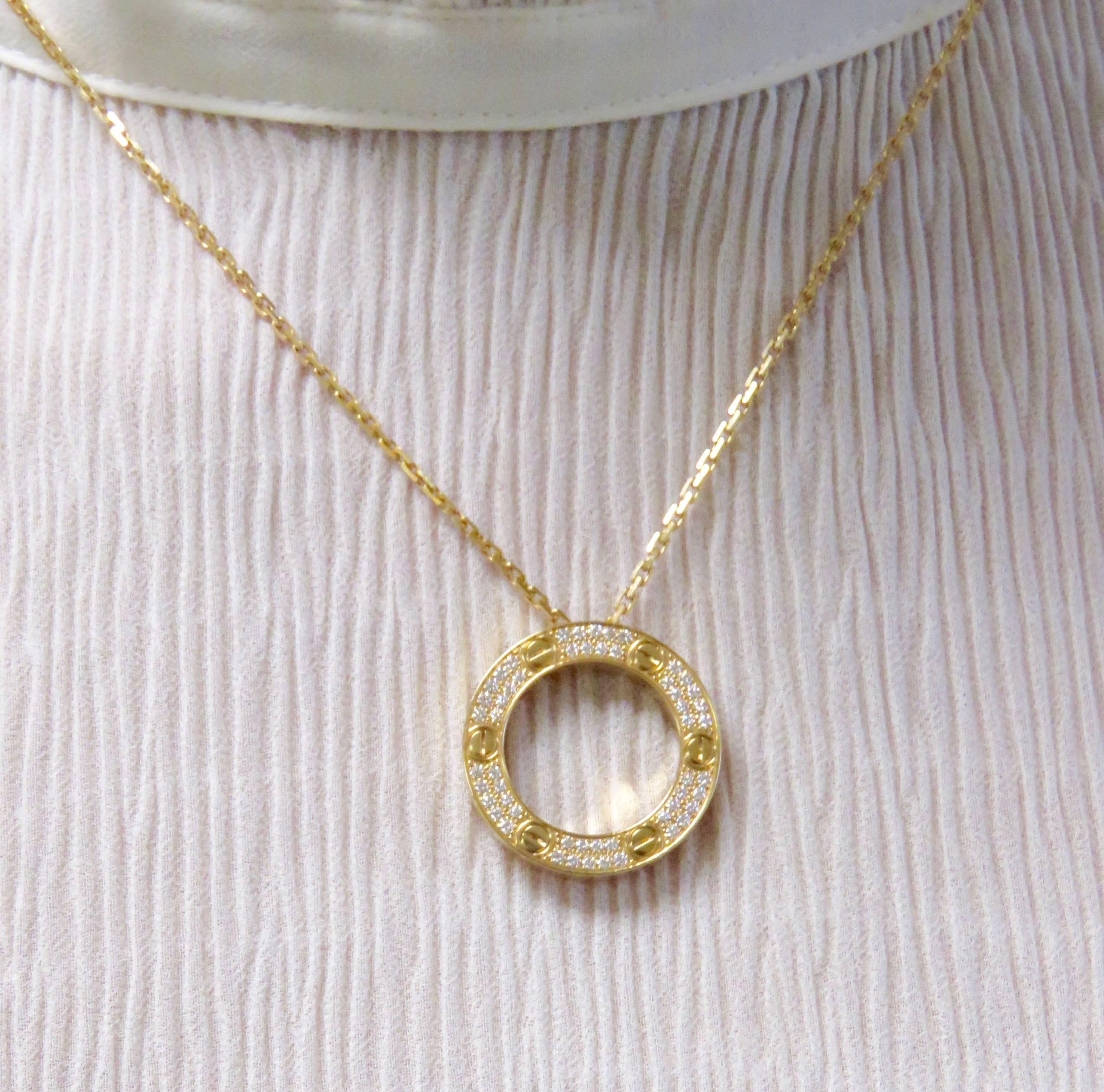 Cartier Diamond Pave Love Necklace  1