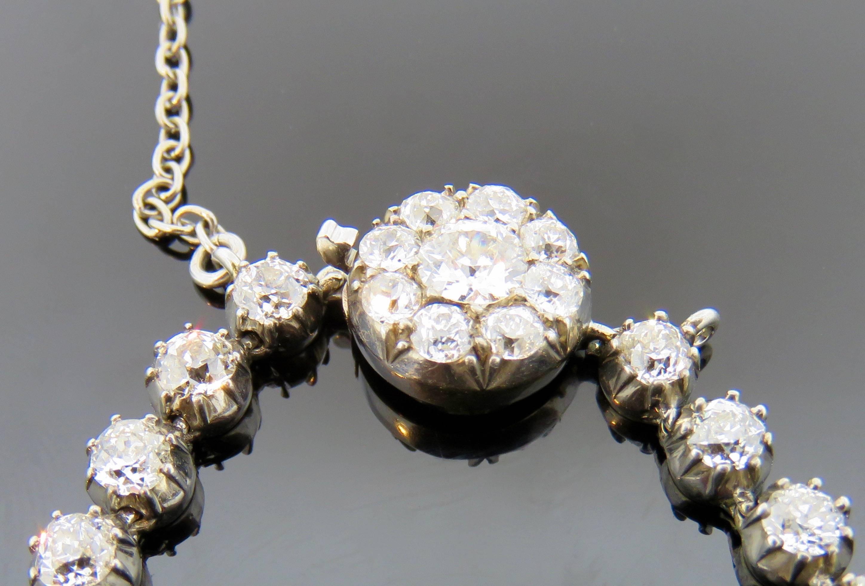 Edwardian  Antique Graduated Diamond Riviere Necklace