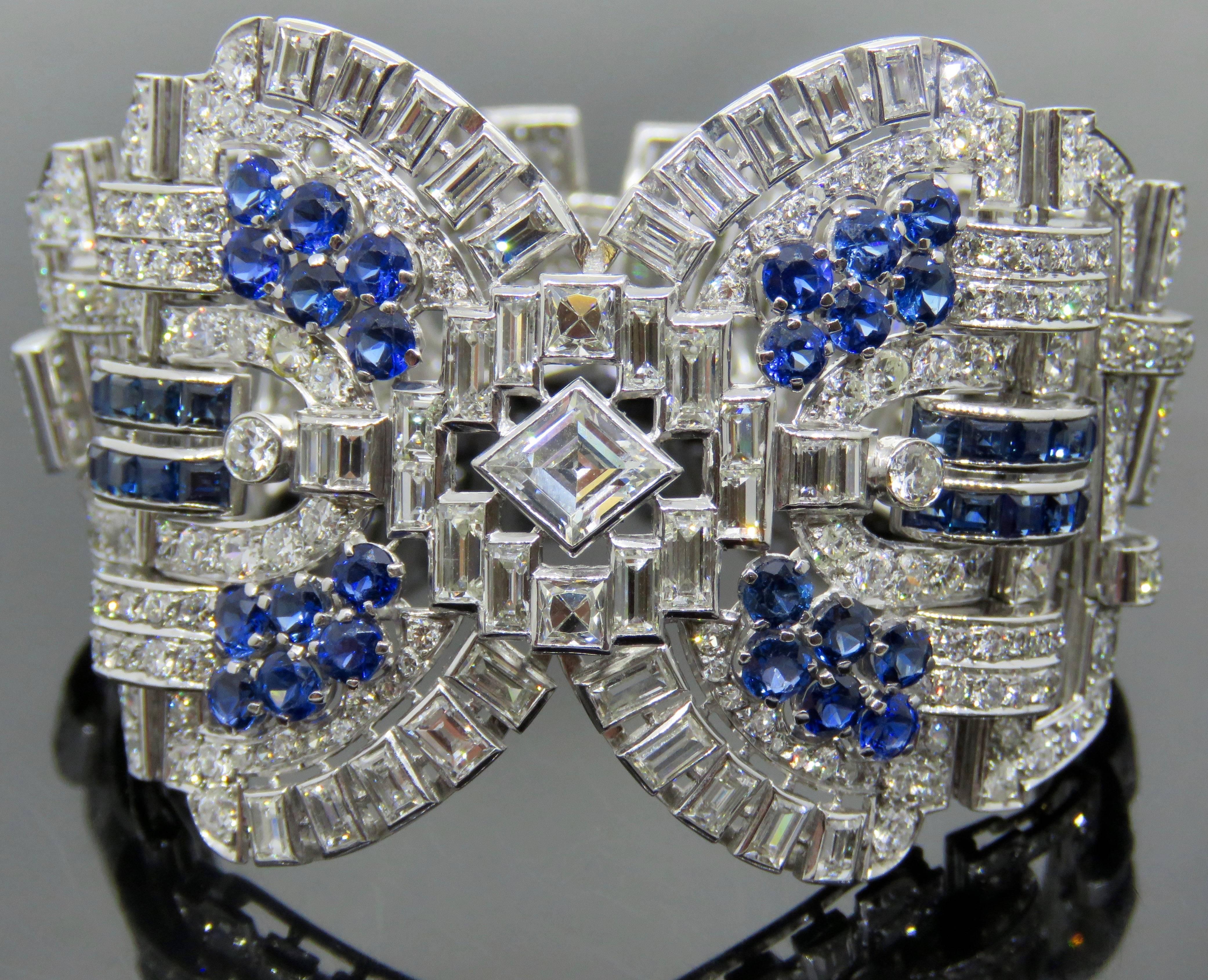 Sapphire Diamond Platinum Convertible Bracelet Choker Necklace In New Condition In New York, NY