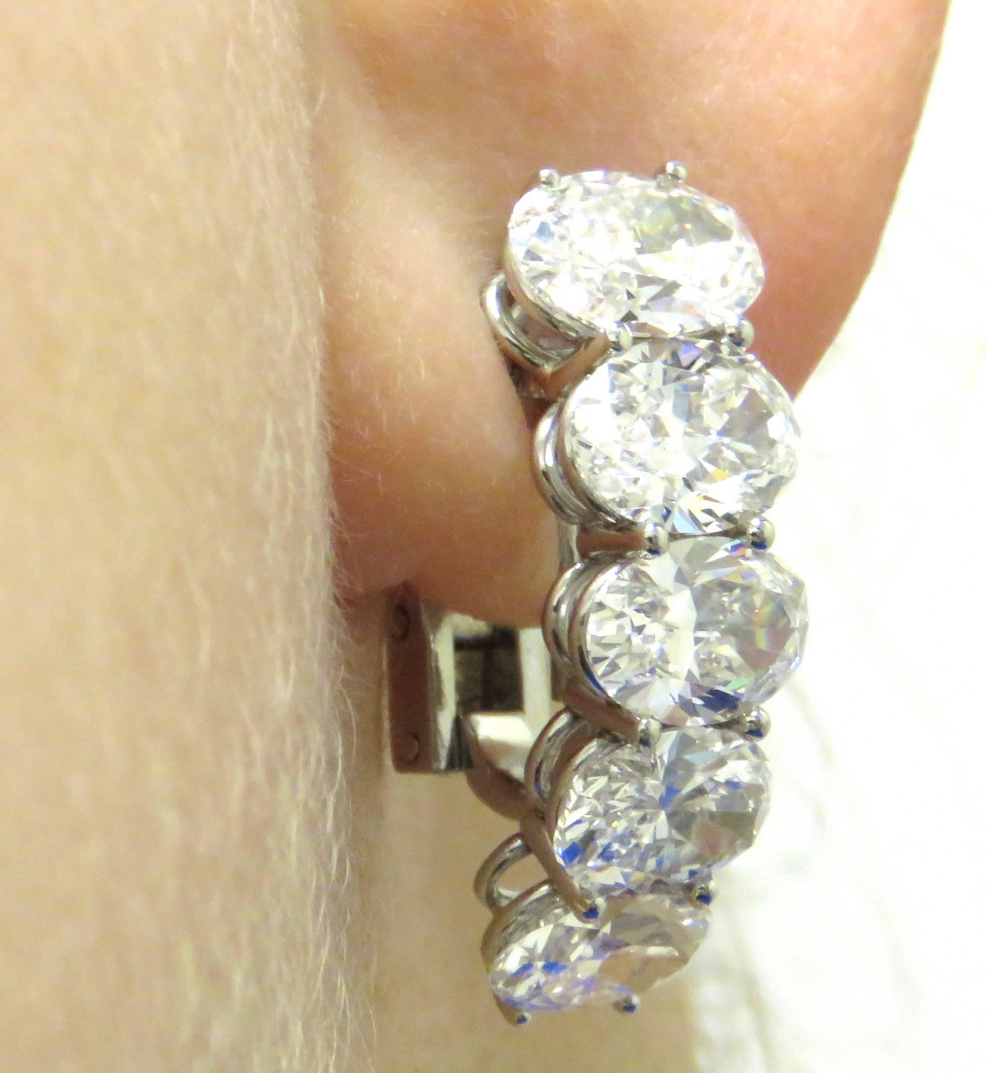 Van Cleef & Arpels Platinum Oval Diamond Earrings 2