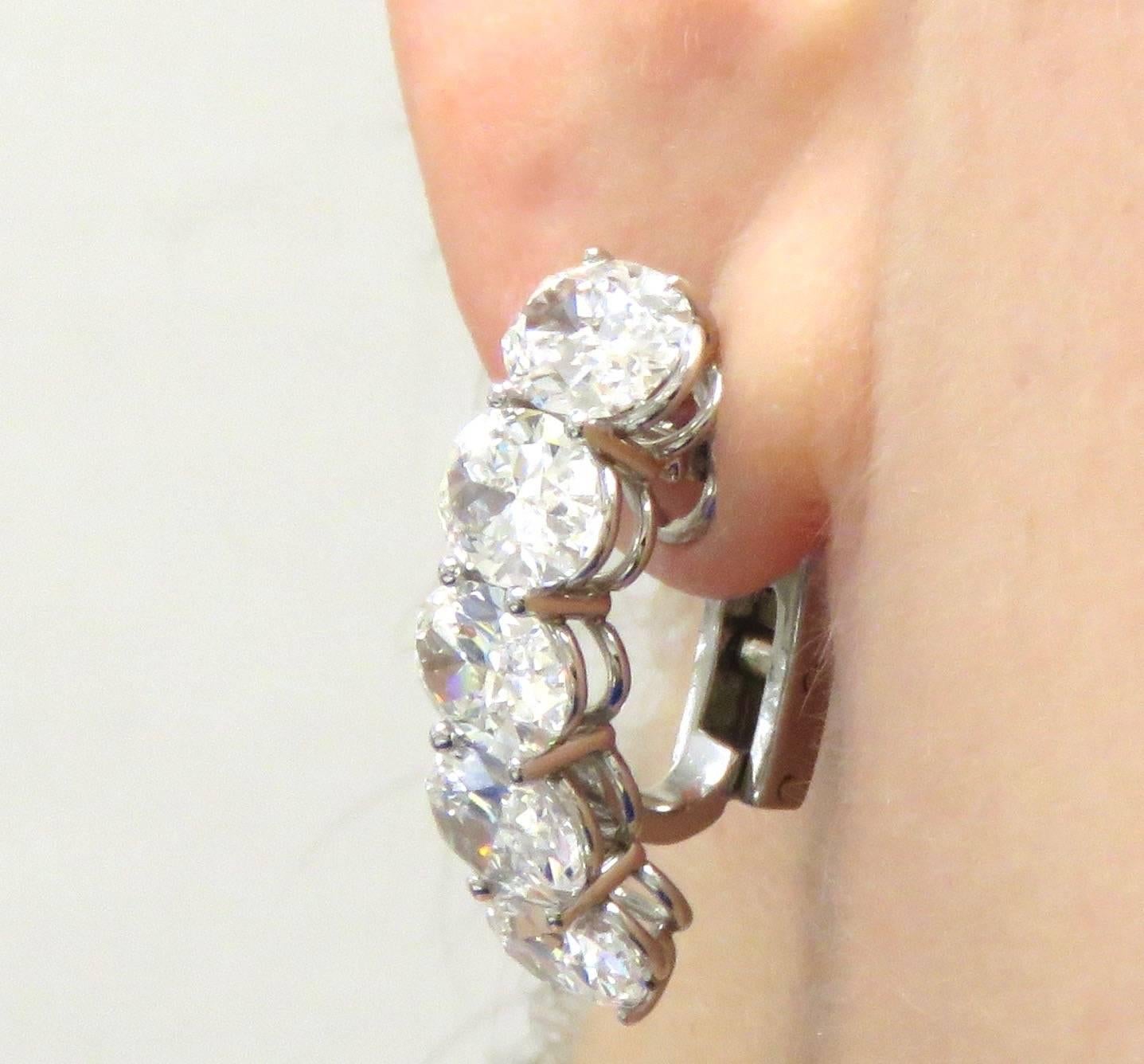 Van Cleef & Arpels Platinum Oval Diamond Earrings 1