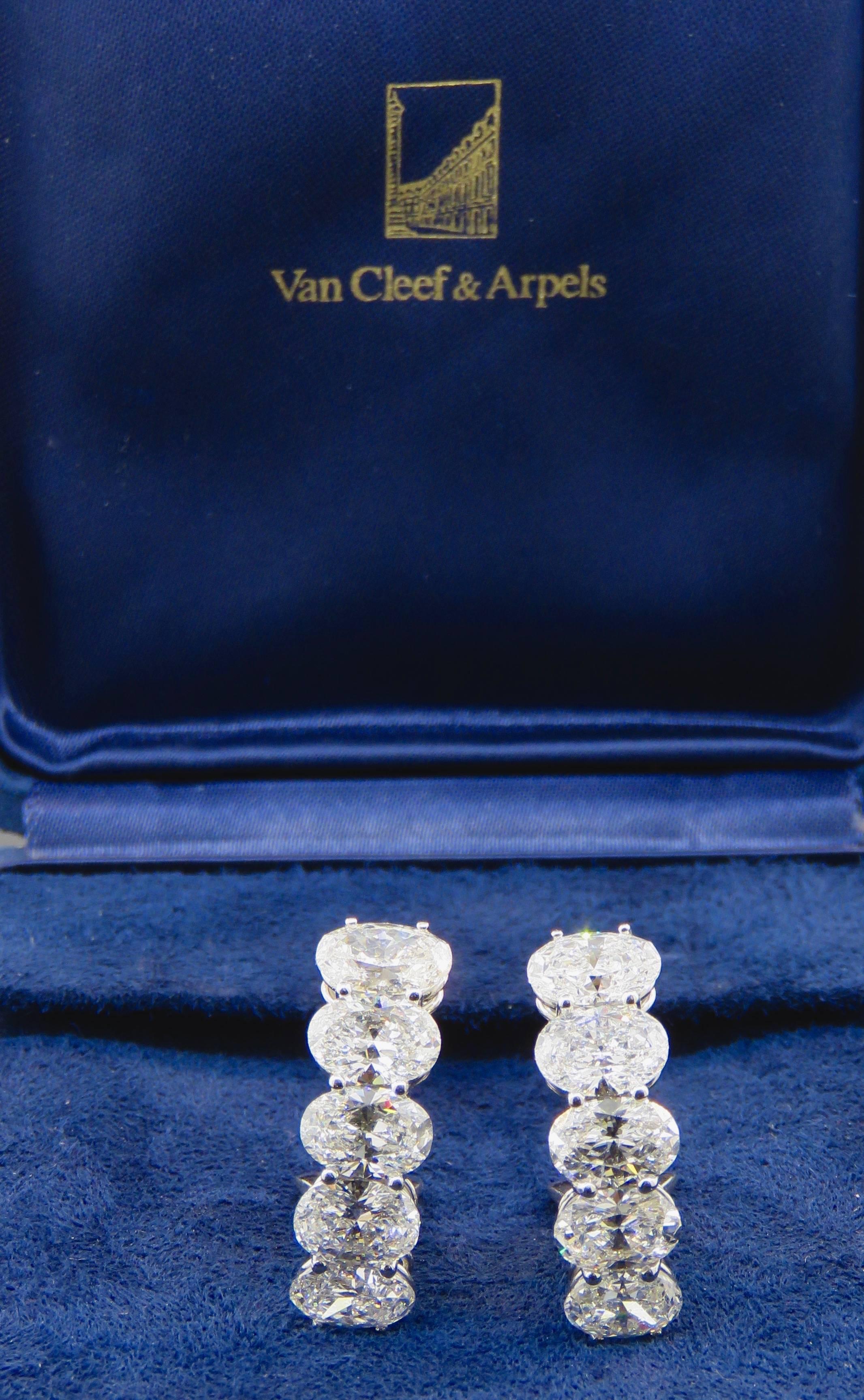 Van Cleef & Arpels Platinum Oval Diamond Earrings 4