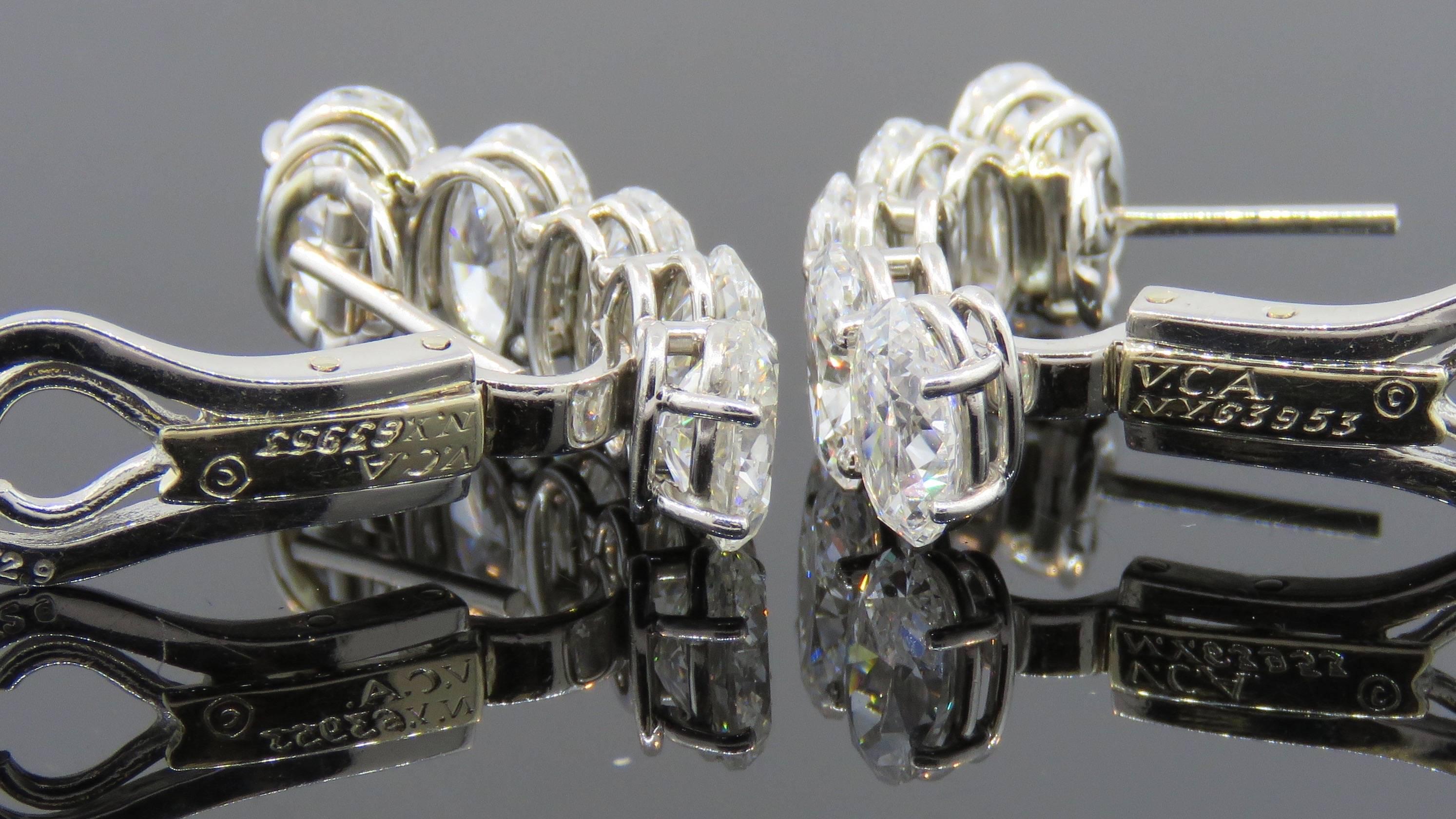 Women's Van Cleef & Arpels Platinum Oval Diamond Earrings