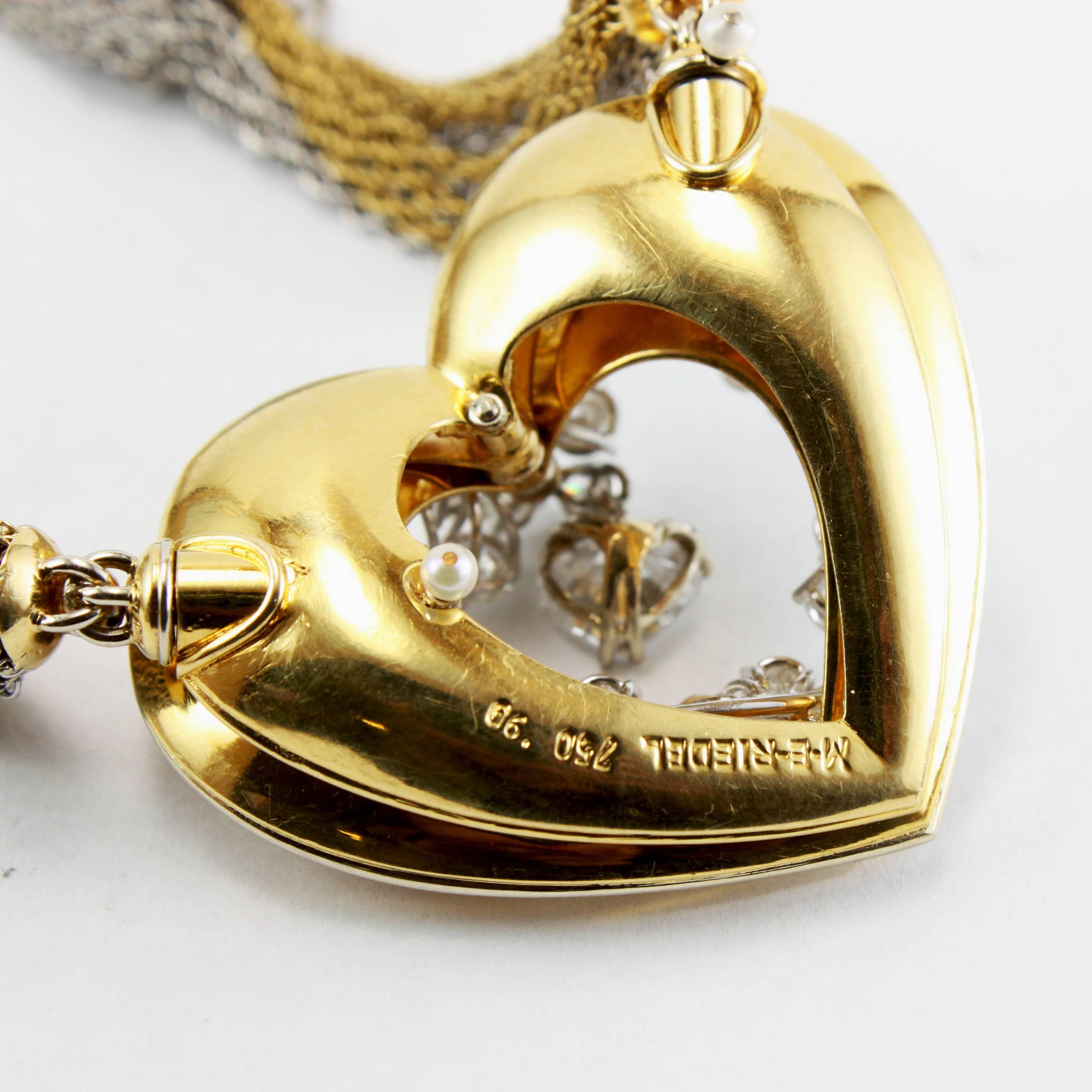 Heart Cut ME Riedel Diamond 18K Yellow Gold Heart Pendant Necklace