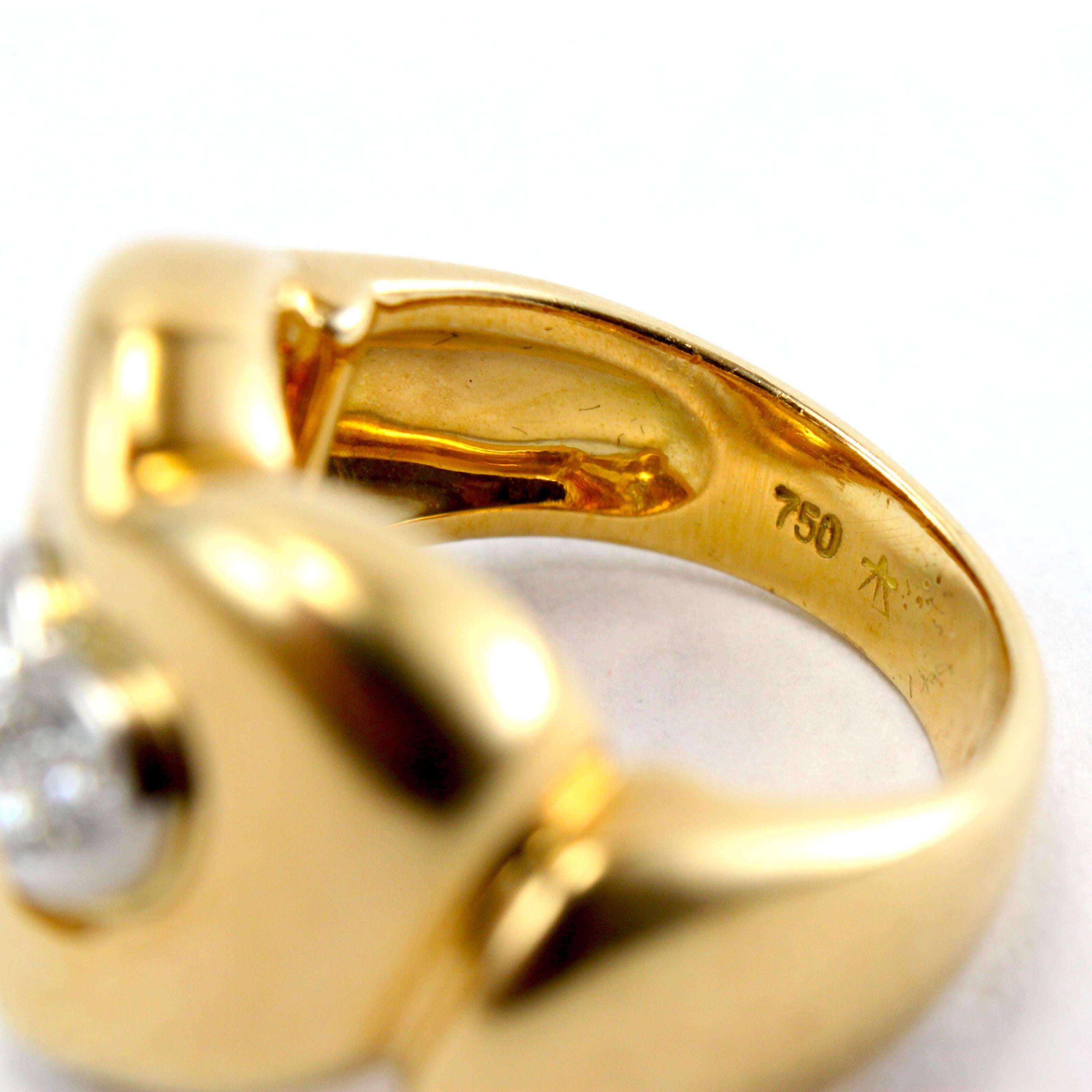Women's Diamond 18 Karat Yellow Gold Heart Ring For Sale