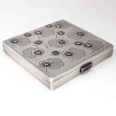 Mellerio Dits Meller Sapphire Silver Vanity Compact Box