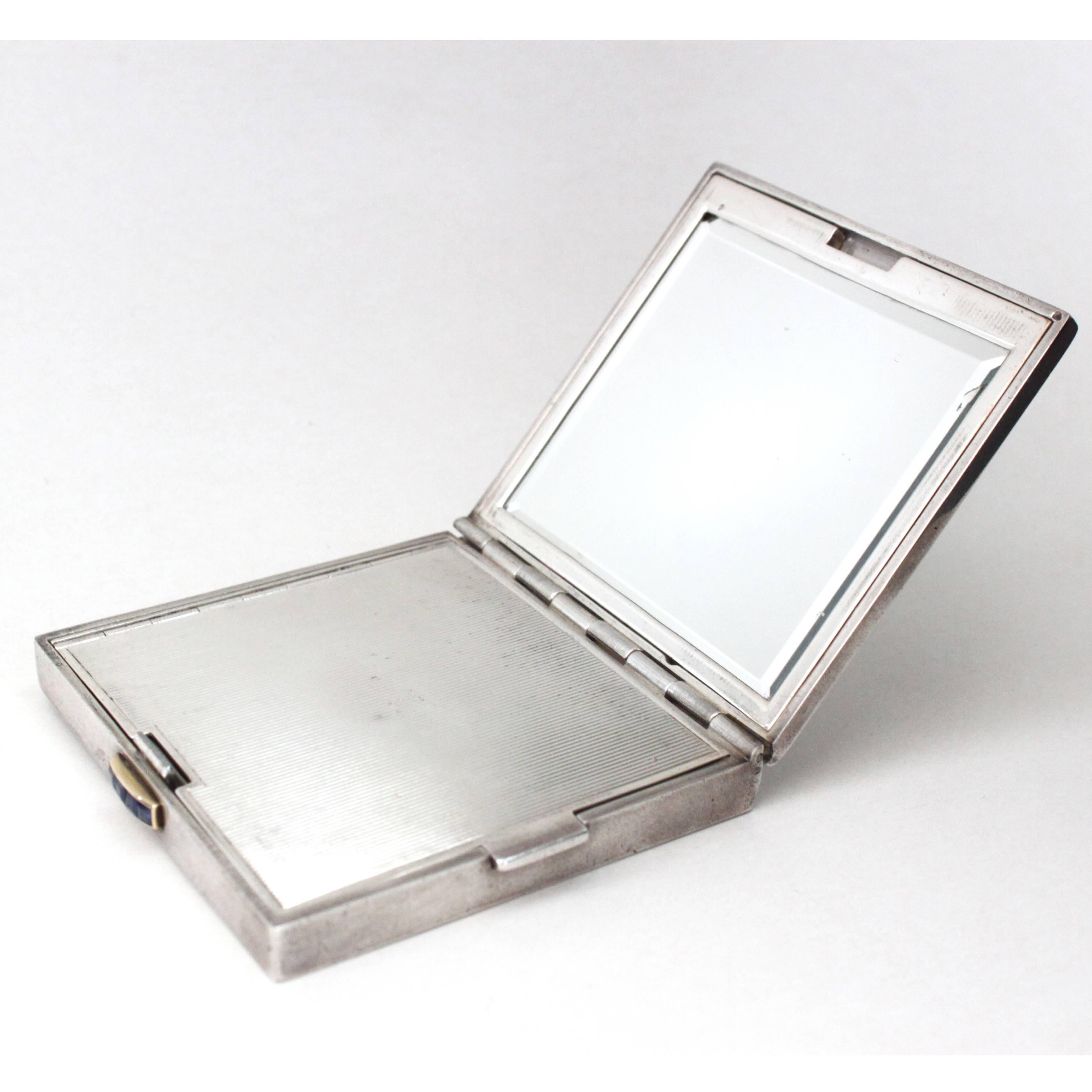 Women's or Men's Mellerio Dits Meller Sapphire Silver Vanity Compact Box