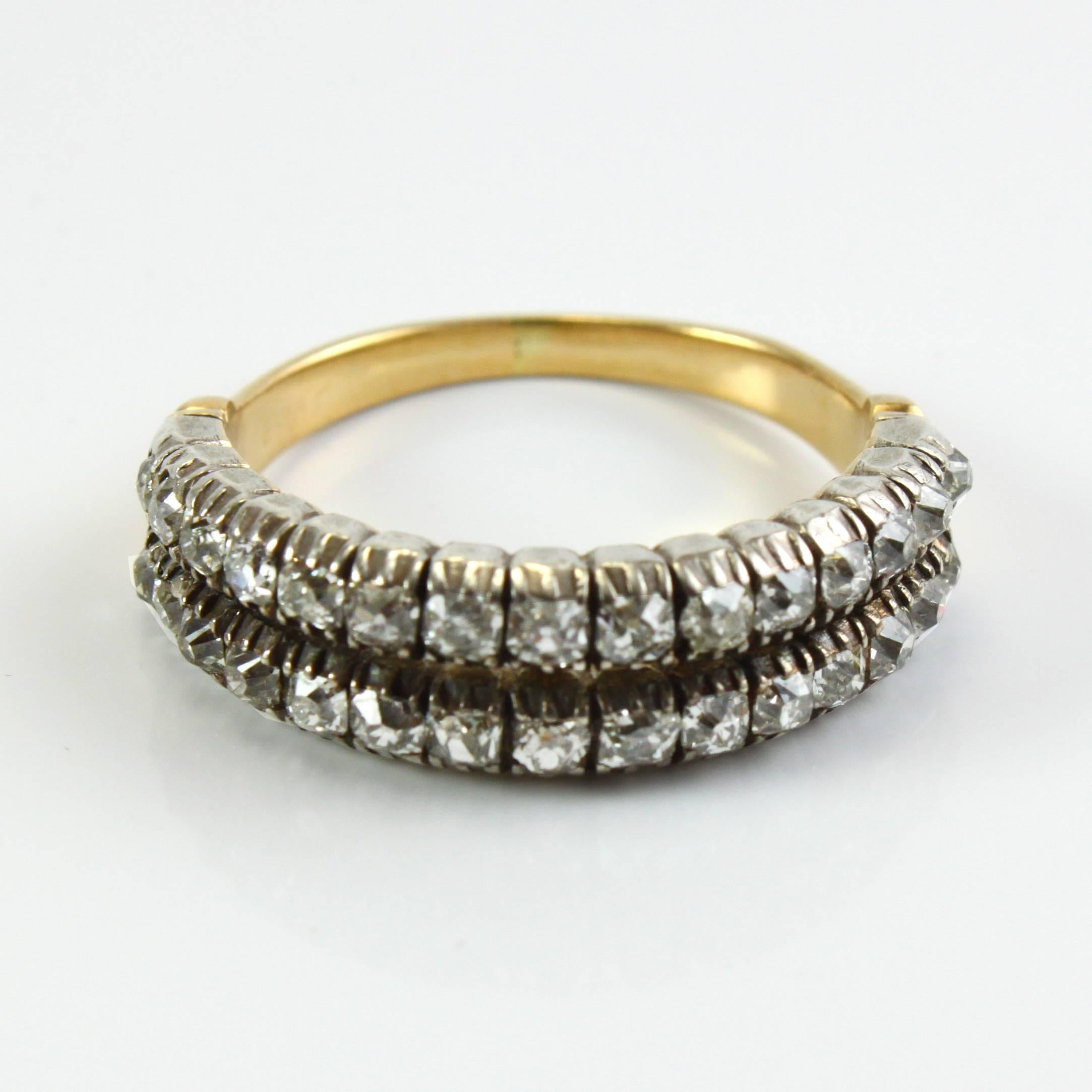 Victorian Old Cut Diamond Yellow Gold Ring In Excellent Condition In Idar-Oberstein, DE