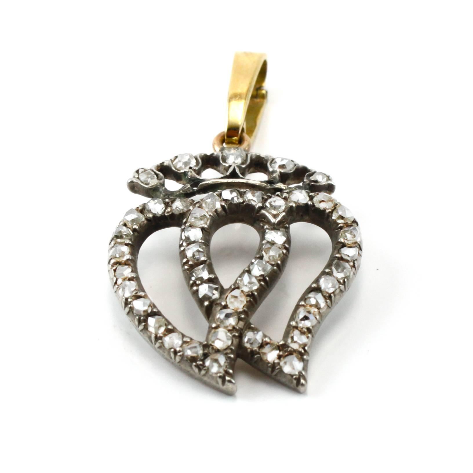 Women's Antique Victorian Diamond Gold Sweetheart Pendant