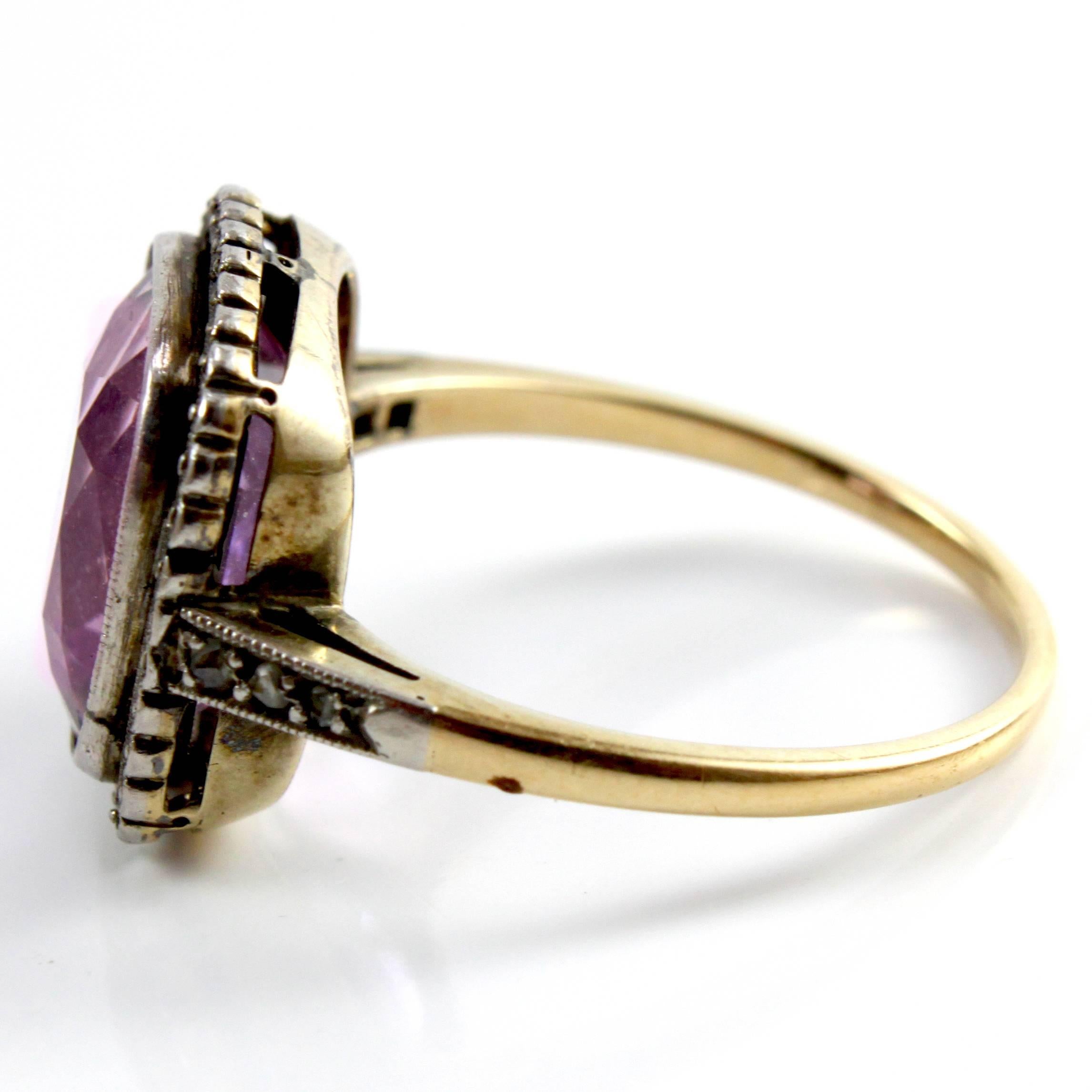 Gold Edwardian Pink Topas und Diamant Ring im Zustand „Hervorragend“ im Angebot in Idar-Oberstein, DE