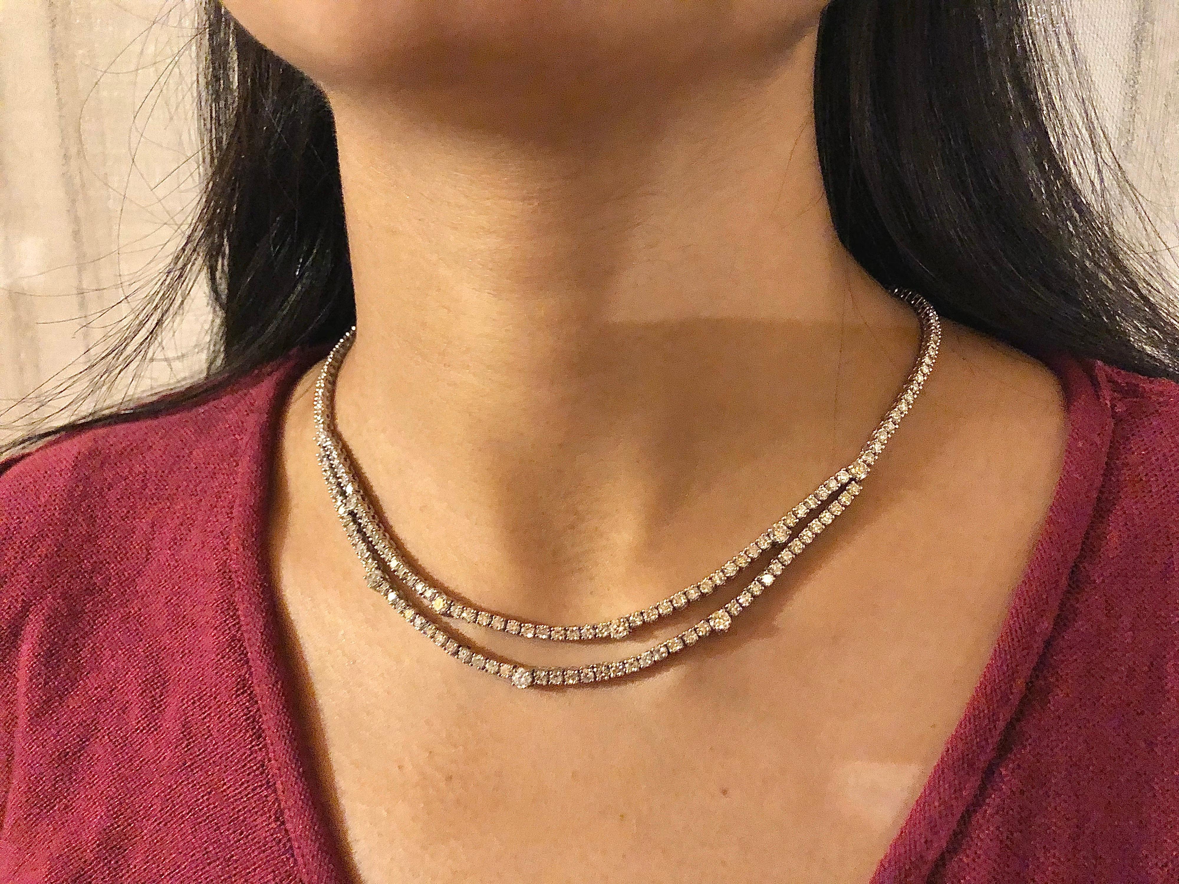 Diamant-Tennis-Halskette, 1970er-Jahre Damen im Angebot