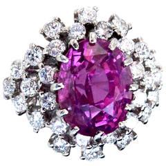 Pink Sapphire Diamond Gold Cocktail Ring 10