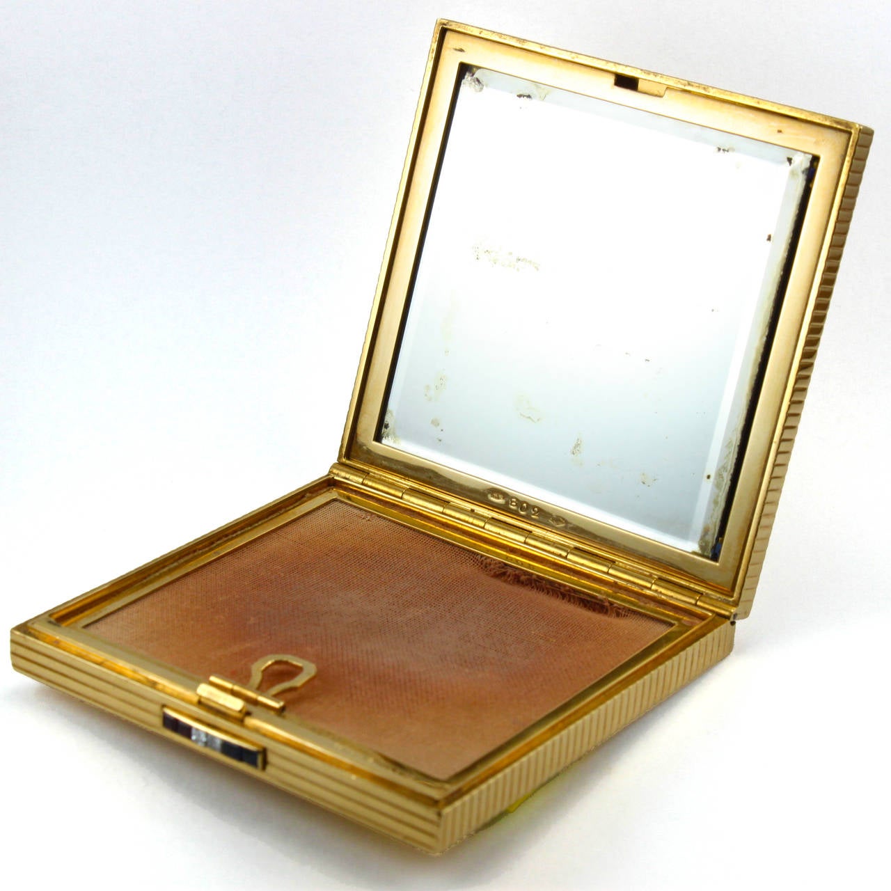 Faraone Poudrier compact en or 18 carats avec rubis, saphirs et diamants, années 1950 Bon état - En vente à Idar-Oberstein, DE