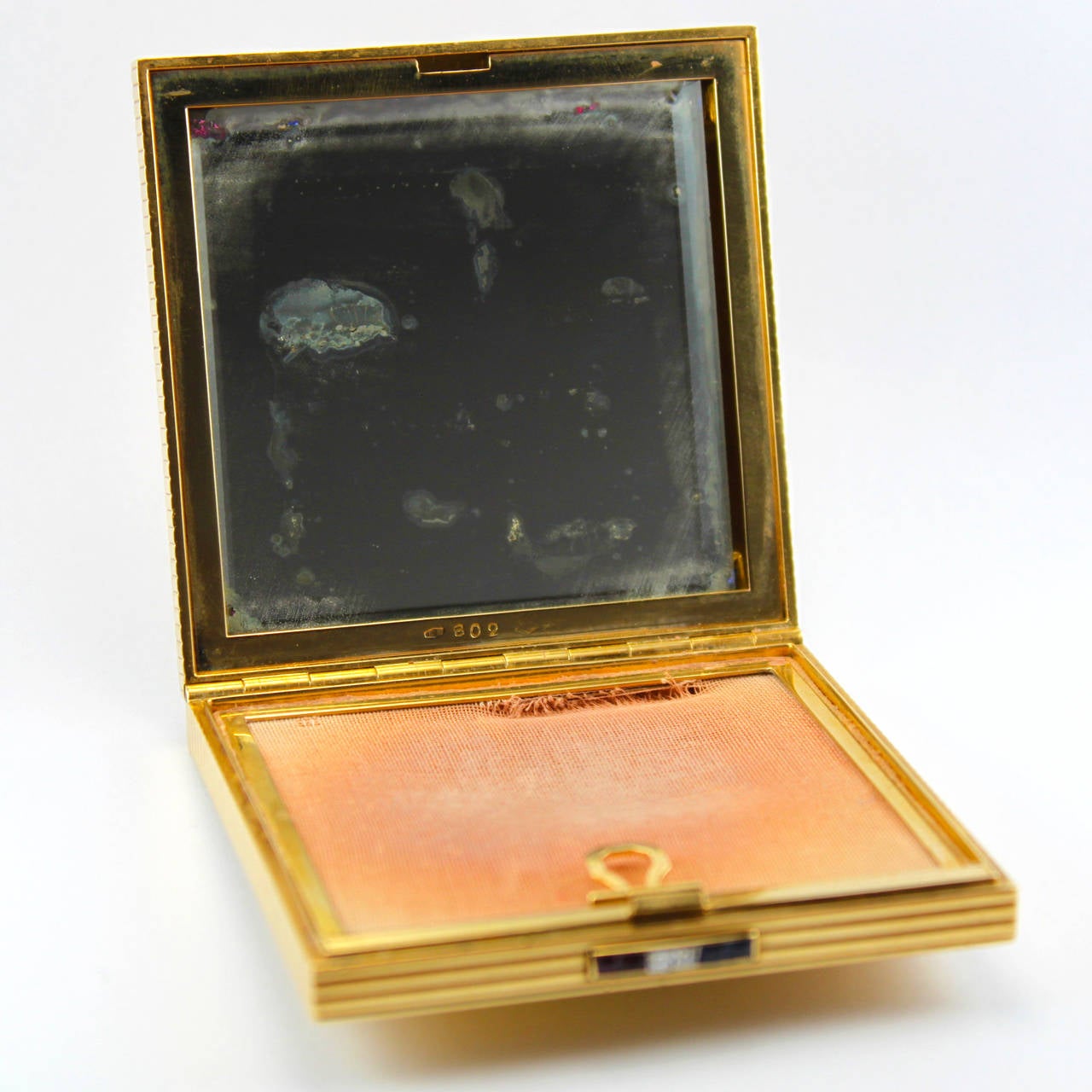 Women's 1950s Faraone Ruby Sapphire Diamond 18 Karat Gold Compact For Sale