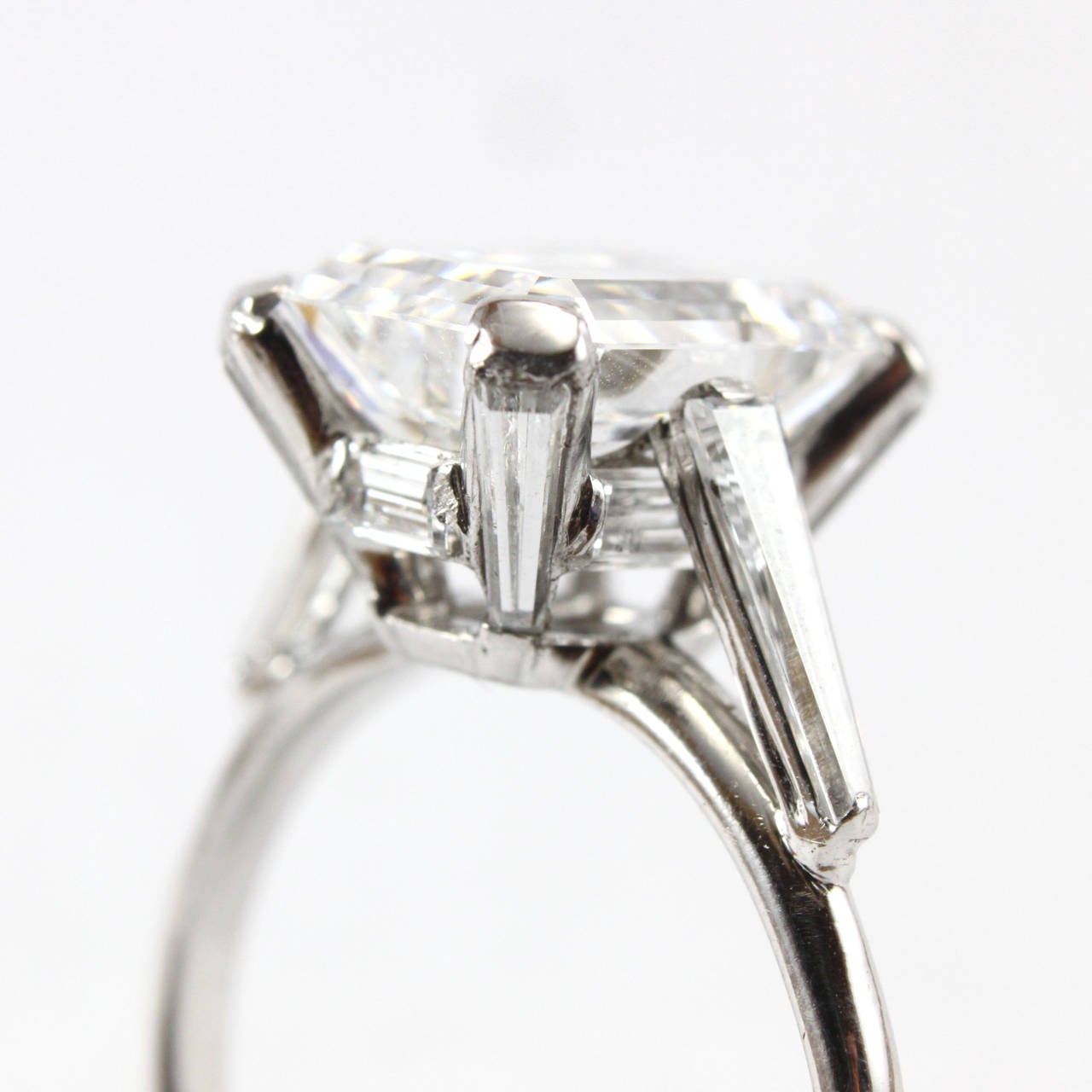 4.20 Carat E-VS1 Emerald Cut GIA Certified Solitaire and Baguette Diamond Ring 1