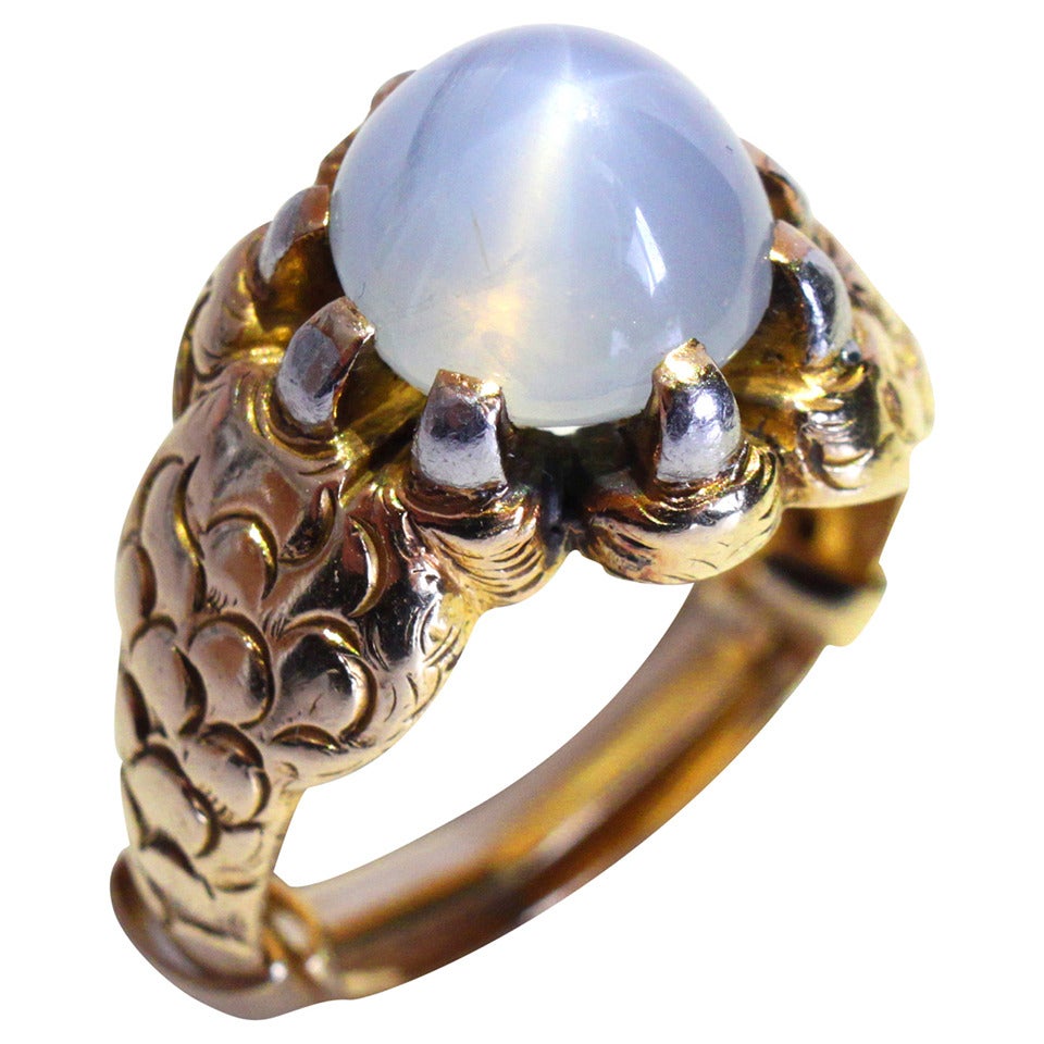 Star Sapphire Gold Claw Ring For Sale