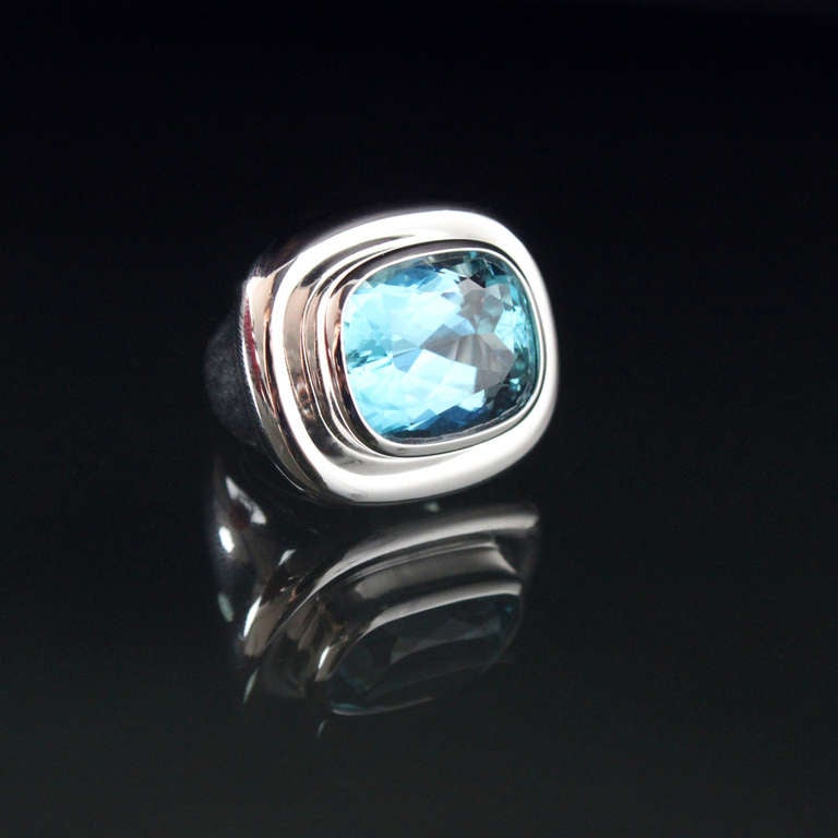 Tiffany Picasso Aquamarine Ring In Excellent Condition In Idar-Oberstein, DE