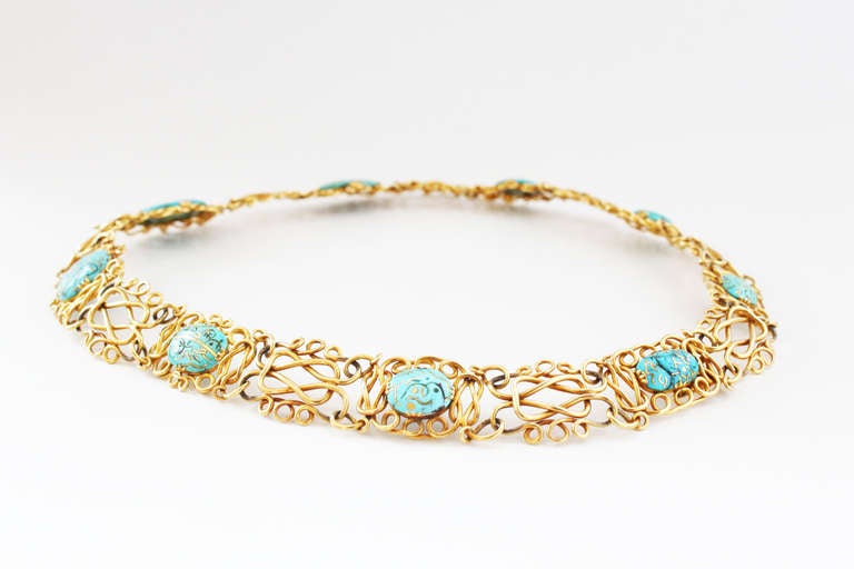 turquoise choker necklace gold