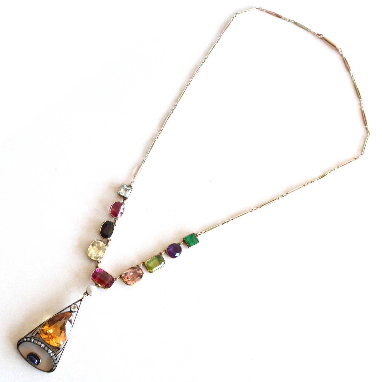 Collana russa del 1890 con più pietre preziose in oro 15 carati in vendita 4